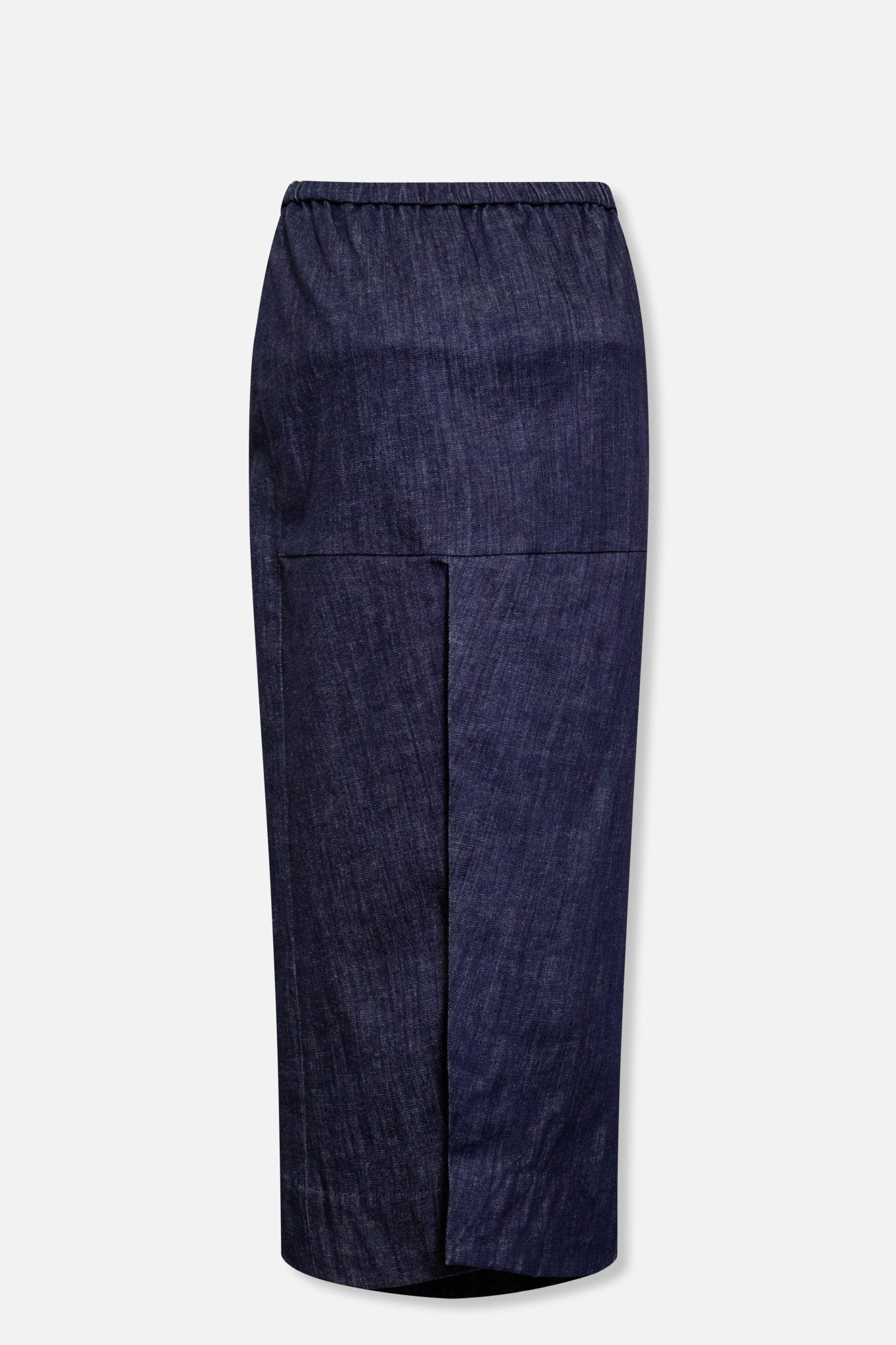 PISA LONG KICK PLEAT SKIRT IN STRETCH DENIM - Jarbo