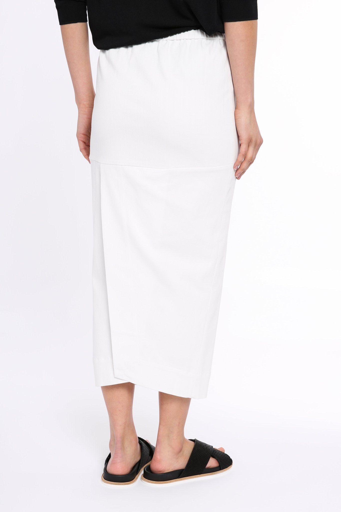 PISA LONG KICK PLEAT SKIRT IN STRETCH DENIM - Jarbo