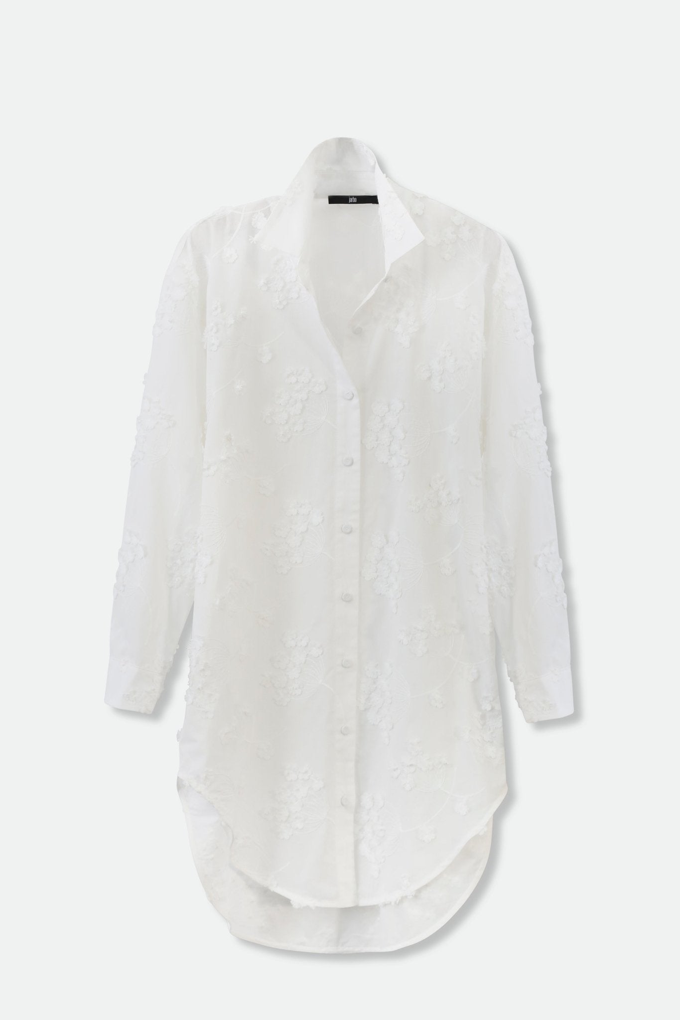 QUEEN ANNE EMBROIDERED LAYERED TUNIC SHIRT IN ITALIAN COTTON - Jarbo