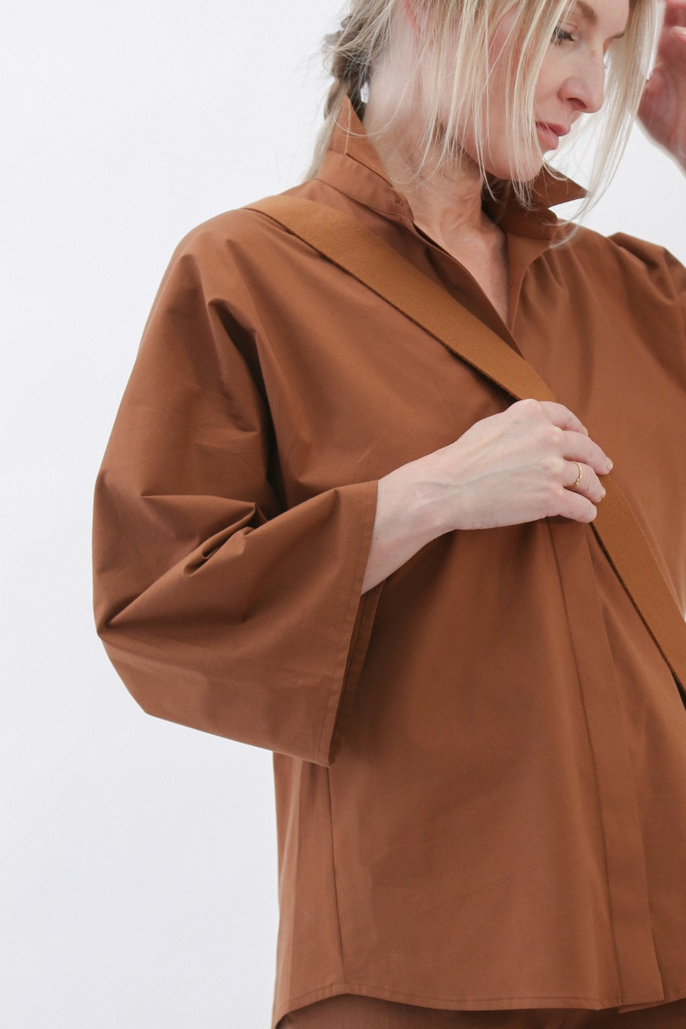 REMI KIMONO SLEEVE SHIRT IN ITALIAN COTTON STRETCH - Jarbo
