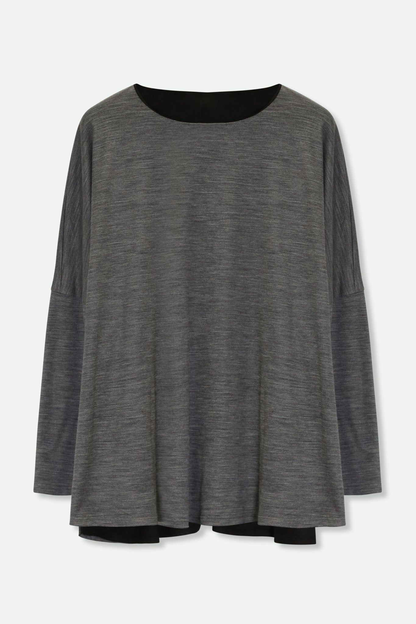 REN REVERSIBLE ROSE SEAM TOP IN ITALIAN WOOL BLEND BLACK & GREY - Jarbo