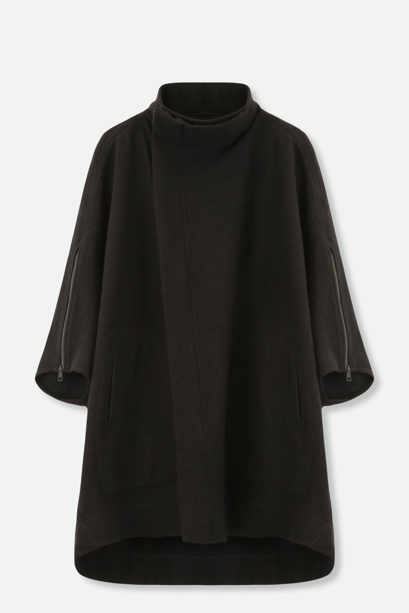 RICCIO COAT IN ITALIAN WOOL BLACK - Jarbo