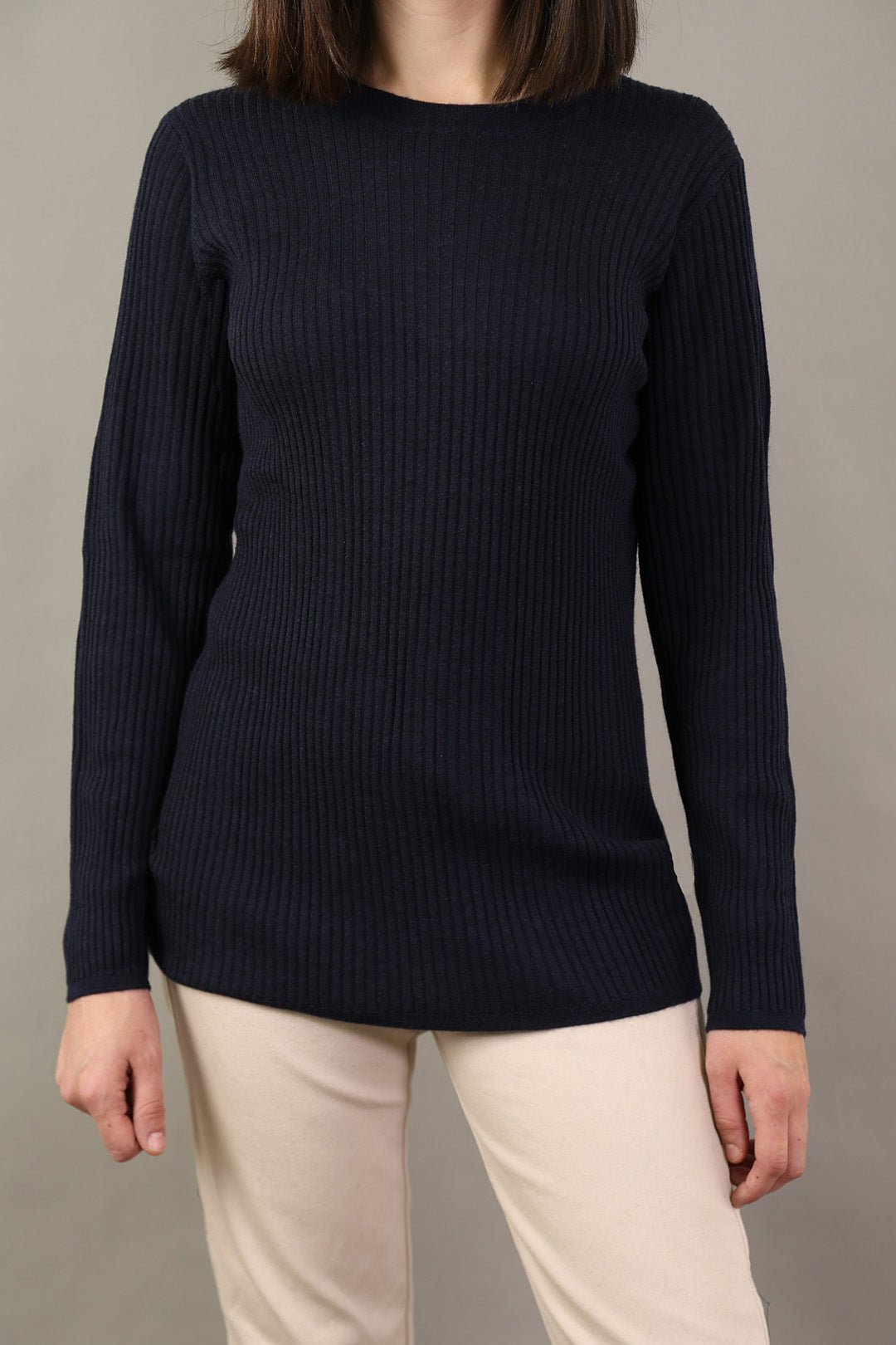 ROMANGA RIBBED LONG SLEEVE CREW IN FINE ITALIAN MERINO - Jarbo