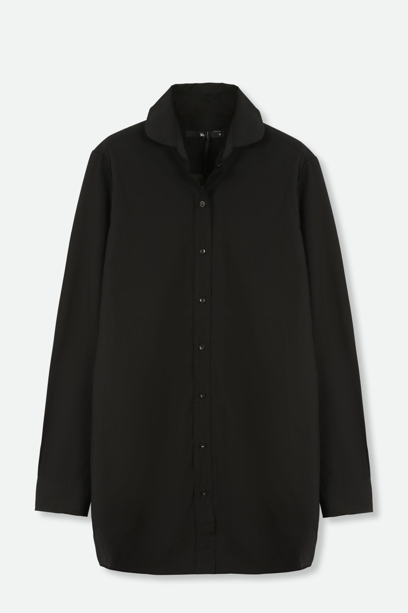 ROUND COLLAR SHIRT IN COTTON BLACK - Jarbo