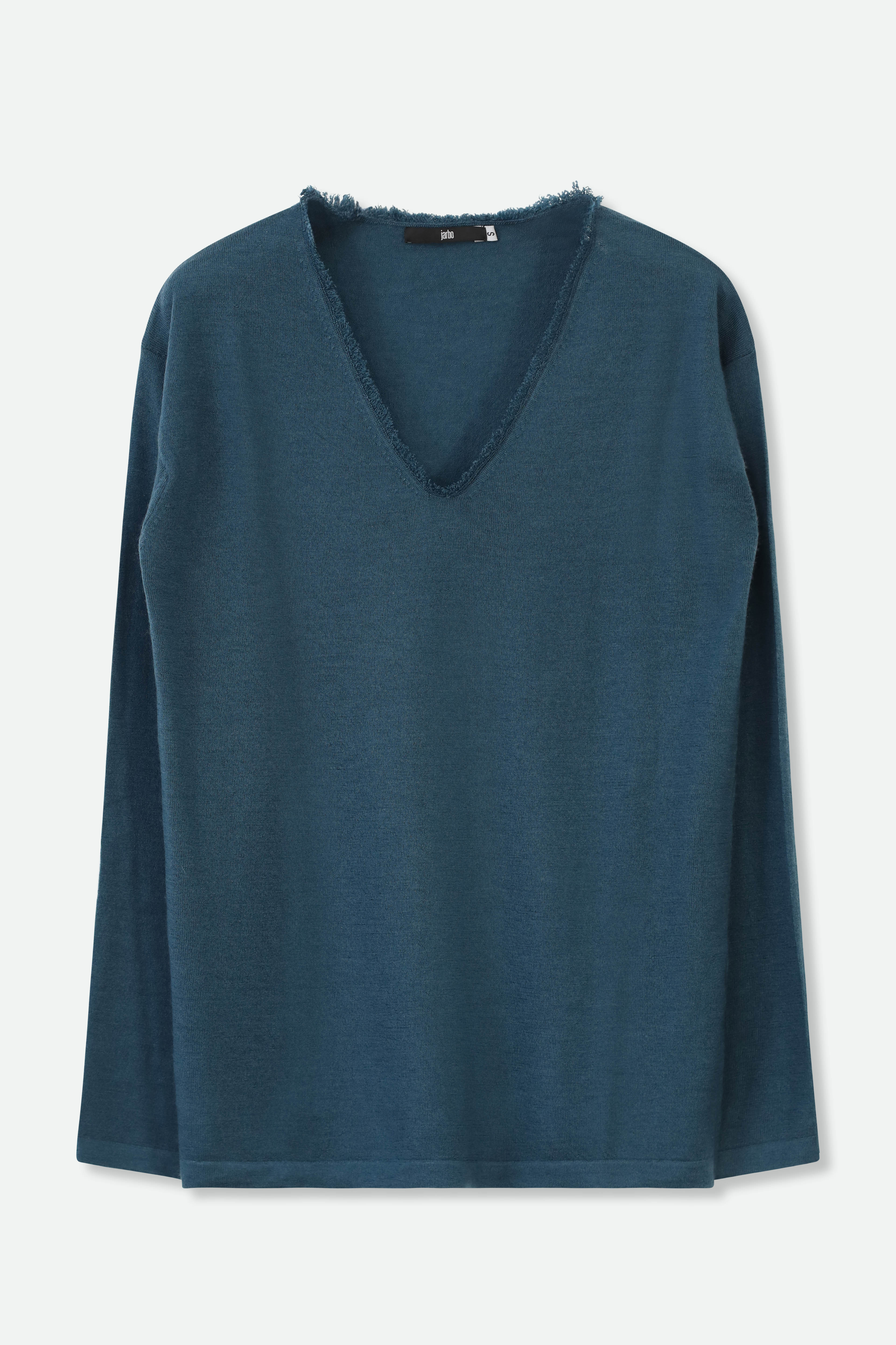 ROWAN OVAL V FRINGE NECK IN HAND-DYED CASHMERE - Jarbo