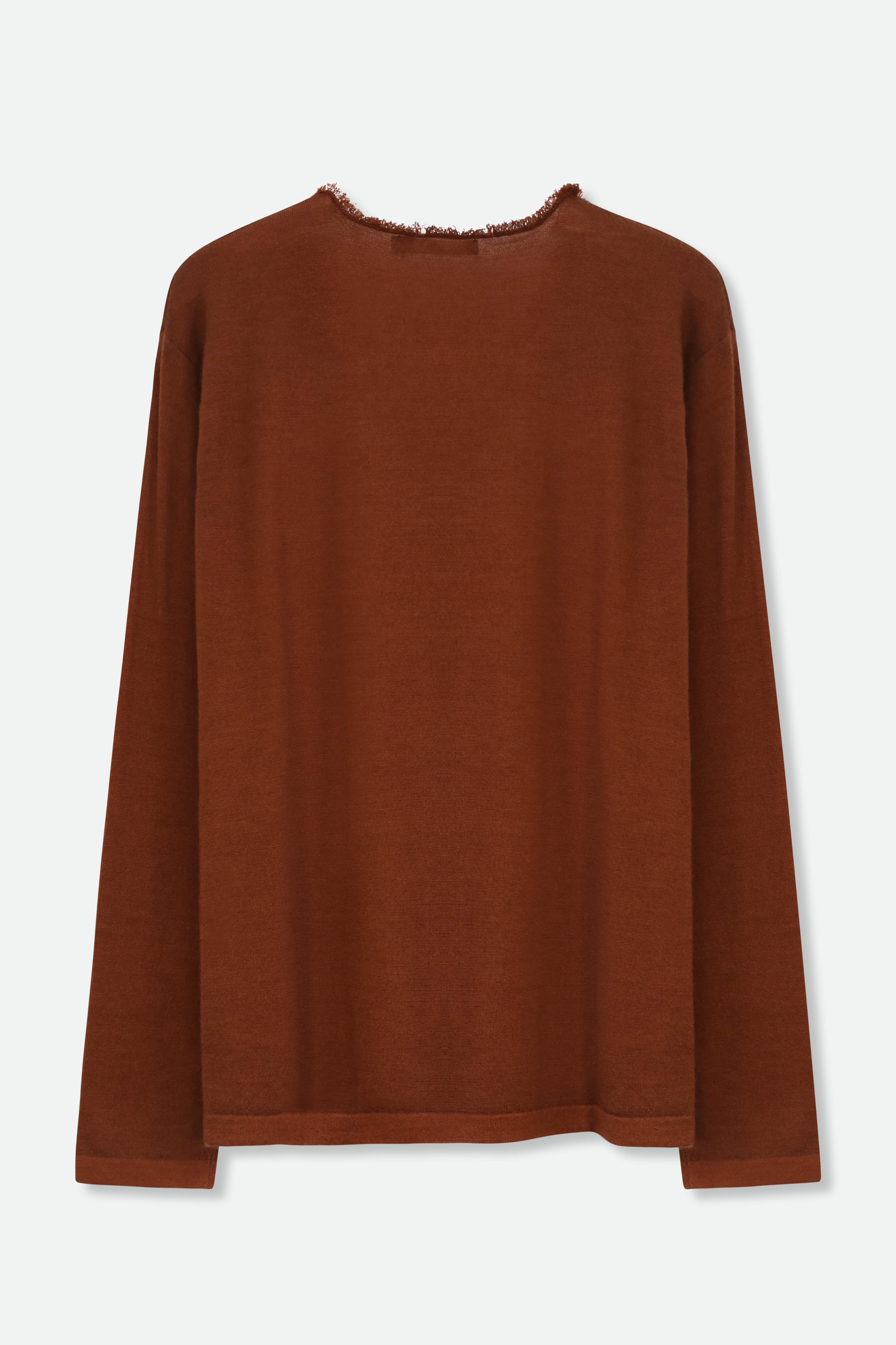 ROWAN OVAL V FRINGE NECK IN HAND-DYED CASHMERE - Jarbo