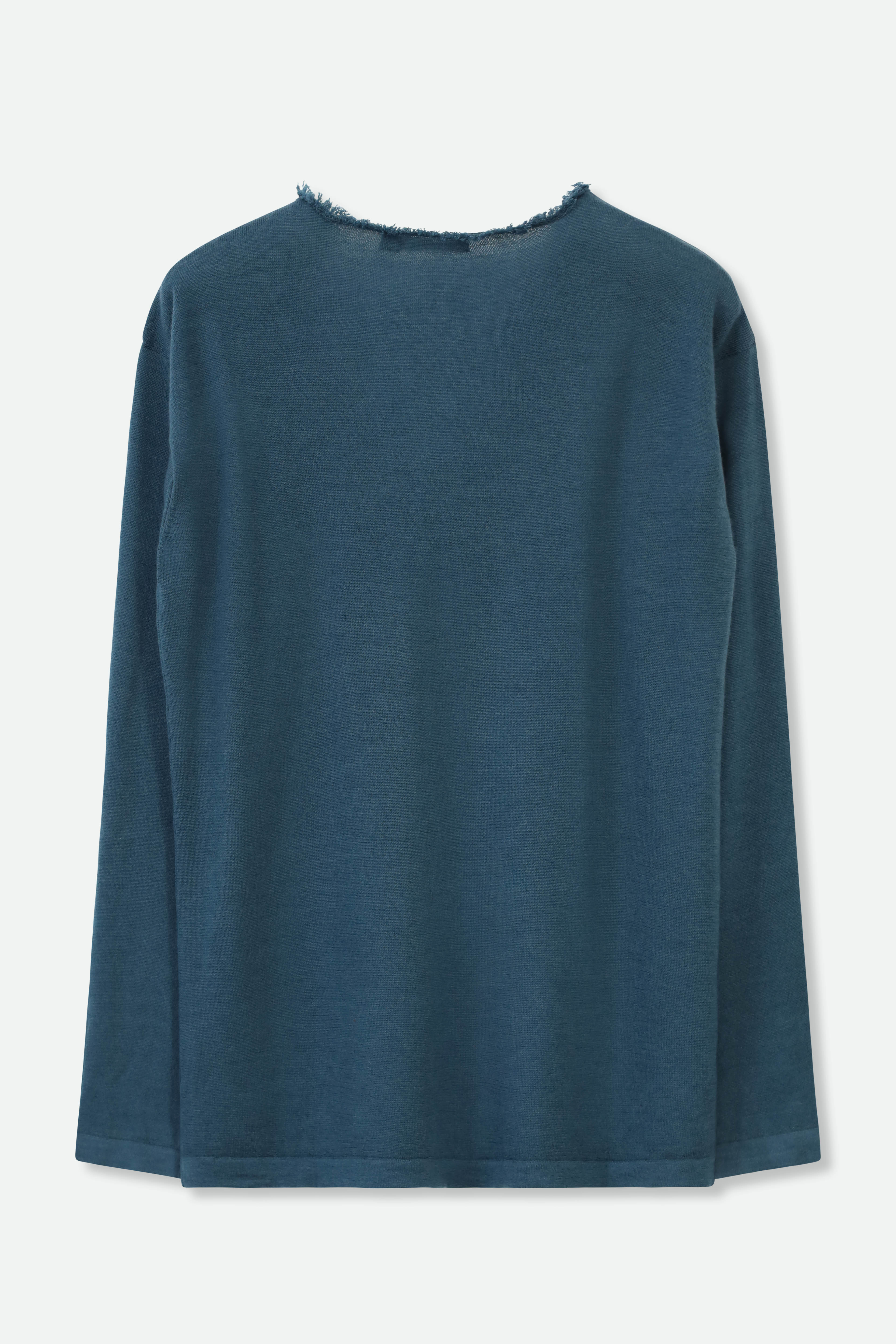 ROWAN OVAL V FRINGE NECK IN HAND-DYED CASHMERE - Jarbo