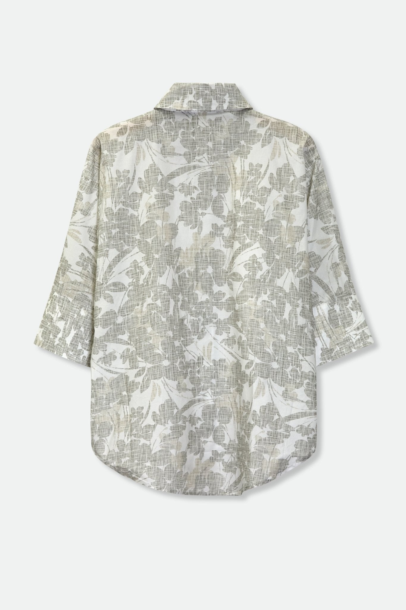 SAHANA DOLMAN SHIRT IN ITALIAN COTTON GREY FLORAL - Jarbo