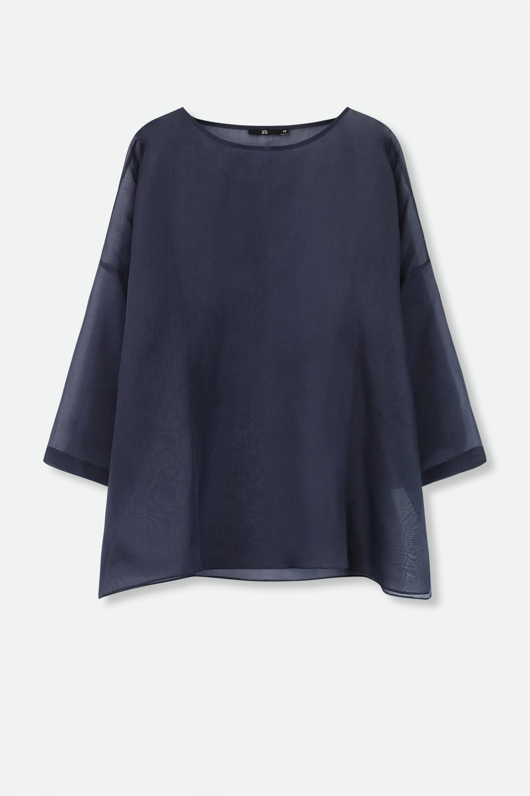 SAMIRA SILK ORGANZA TUNIC IN NAVY WITH BELT - Jarbo