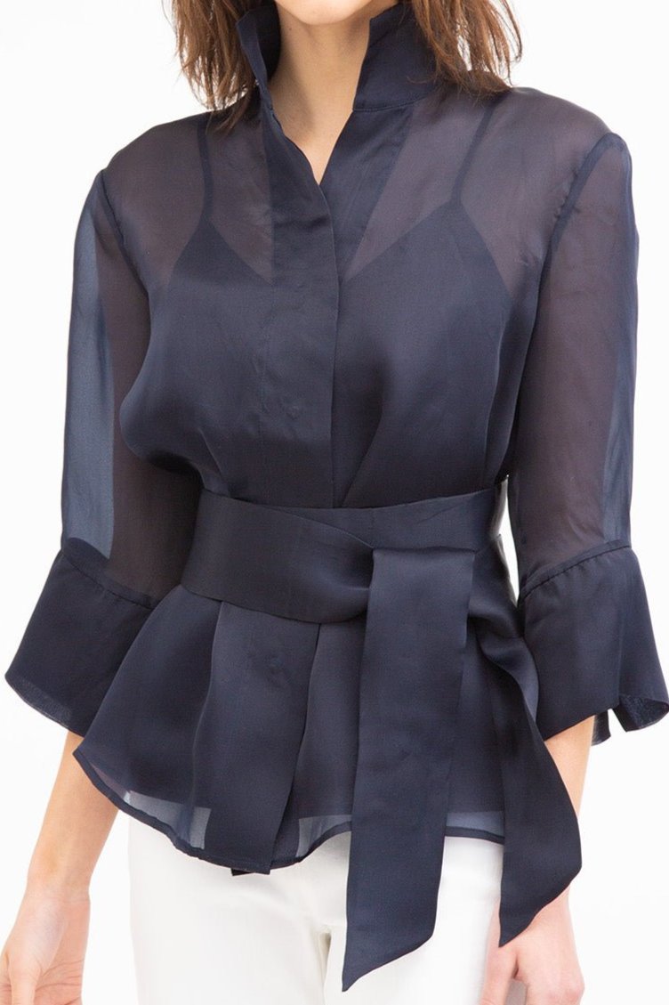 SANDRI BELTED ORGANZA BLOUSE - Jarbo
