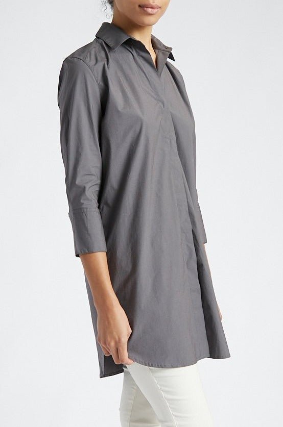SARLA LONG BUTTON DOWN SHIRT IN ITALIAN STRETCH POPLIN - Jarbo
