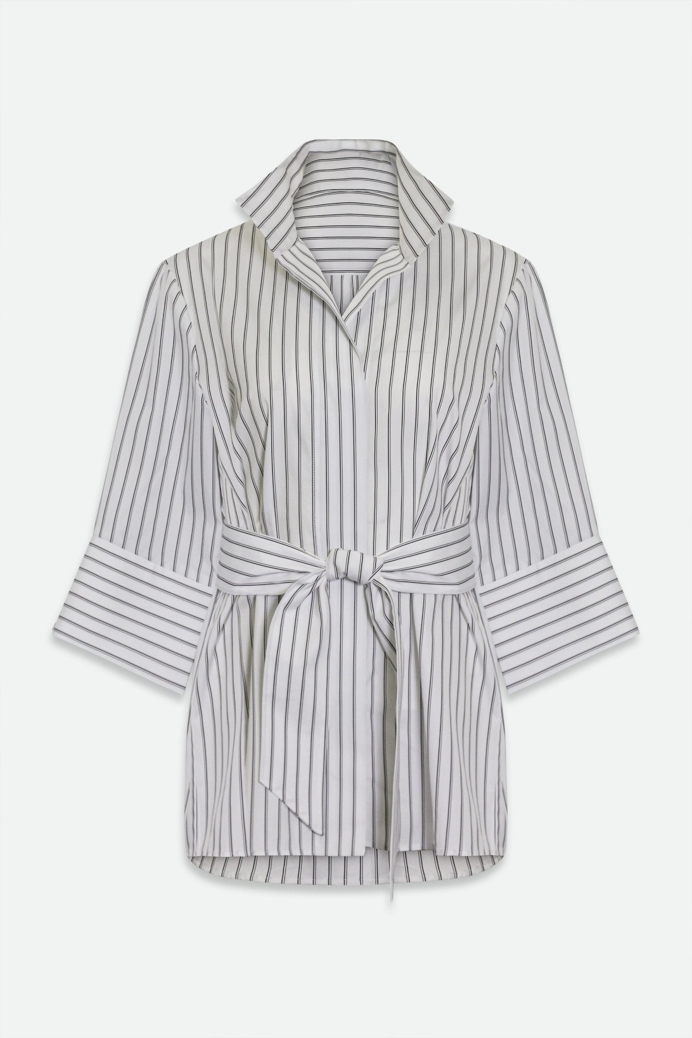 SCARLETT BLOUSE IN ITALIAN POPLIN BLACK & WHITE STRIPE - Jarbo