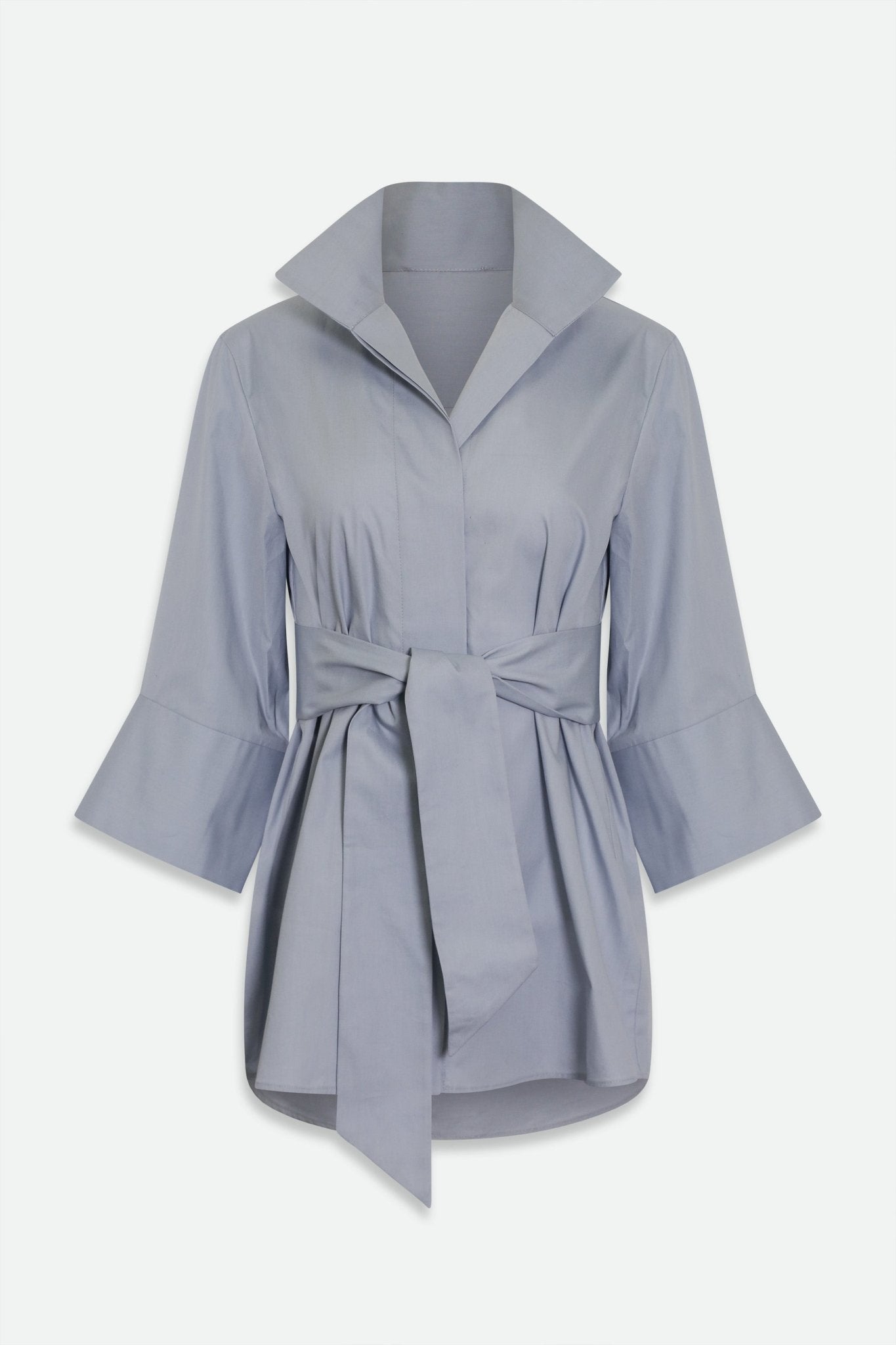 SCARLETT BLOUSE IN ITALIAN POPLIN DOVE GREY - Jarbo