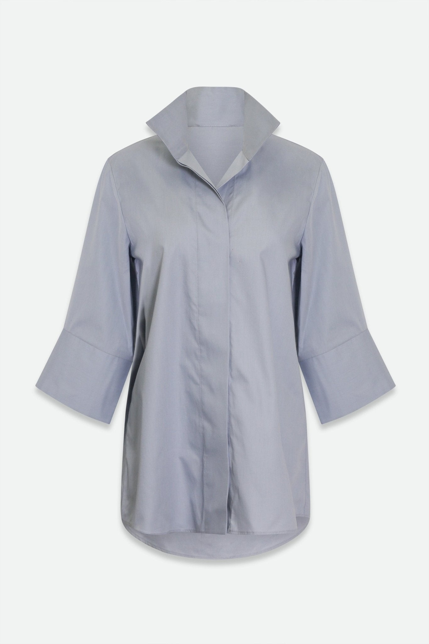 SCARLETT BLOUSE IN ITALIAN POPLIN DOVE GREY - Jarbo