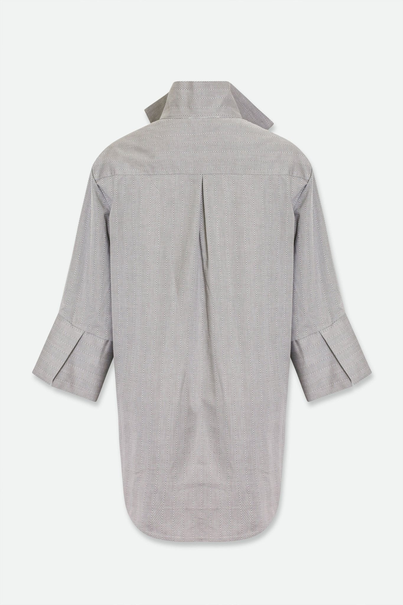 SCARLETT BLOUSE IN ITALIAN POPLIN GREY HERRINGBONE - Jarbo