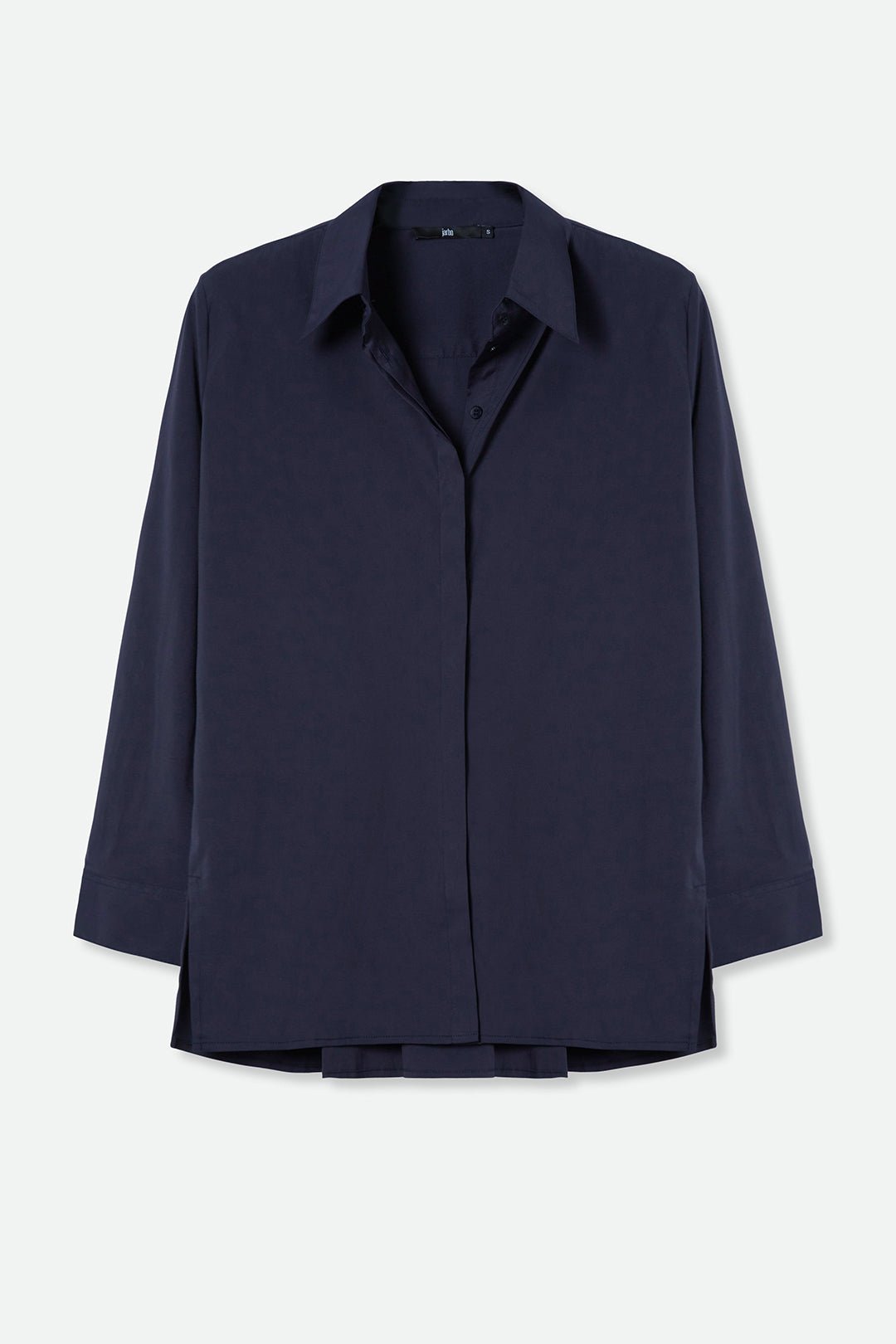 SCOUT PLEAT BACK SHIRT IN ITALIAN STRETCH COTTON NAVY - Jarbo