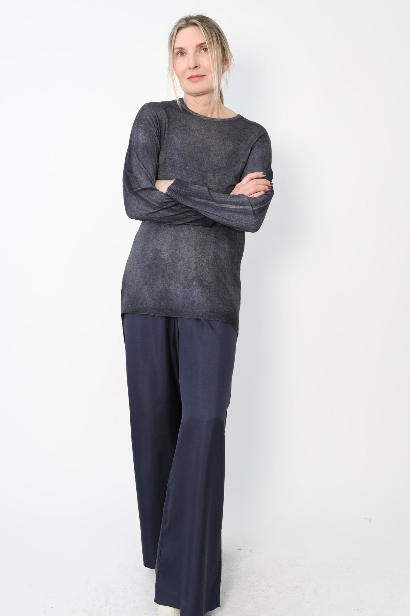 SHARA CREW TOP IN HAND-DYED LIGHTWEIGHT CASHMERE - Jarbo