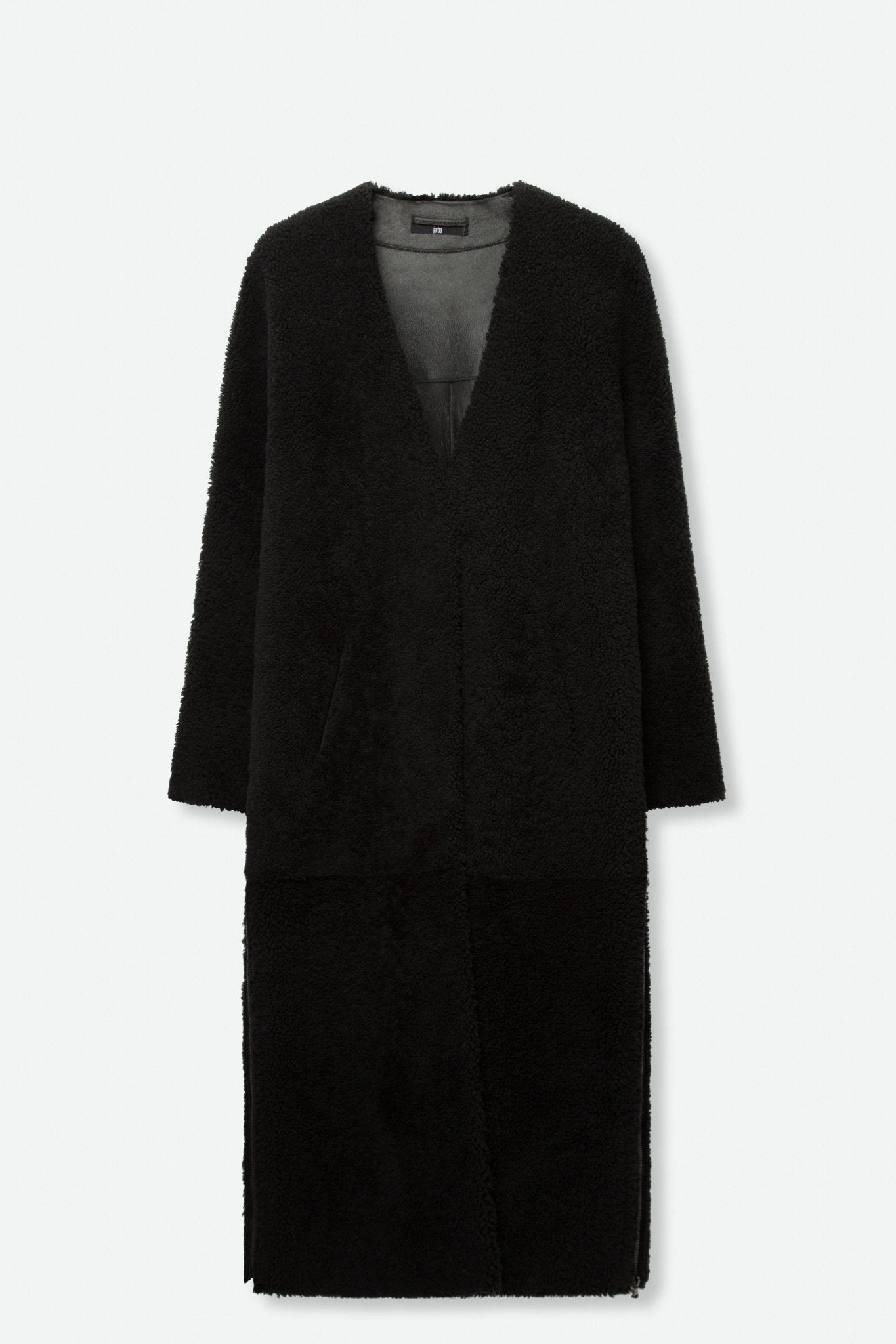 SHEARLING LONG COAT WITH SIDE VENT ZIP - Jarbo
