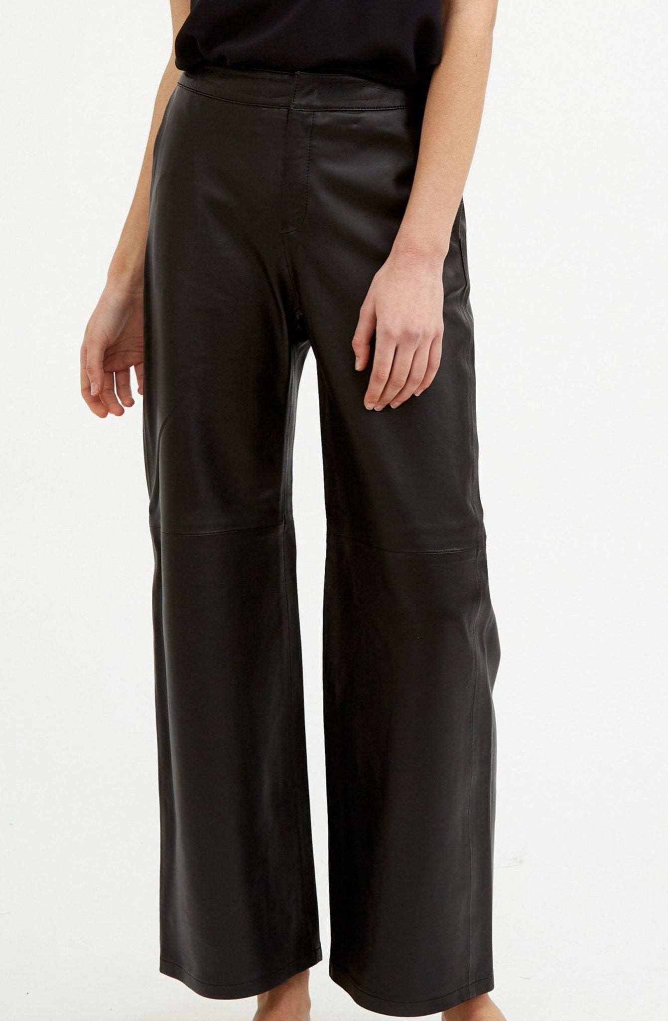 SIENA WIDE LEG SEAM PANT IN ITALIAN LEATHER - Jarbo