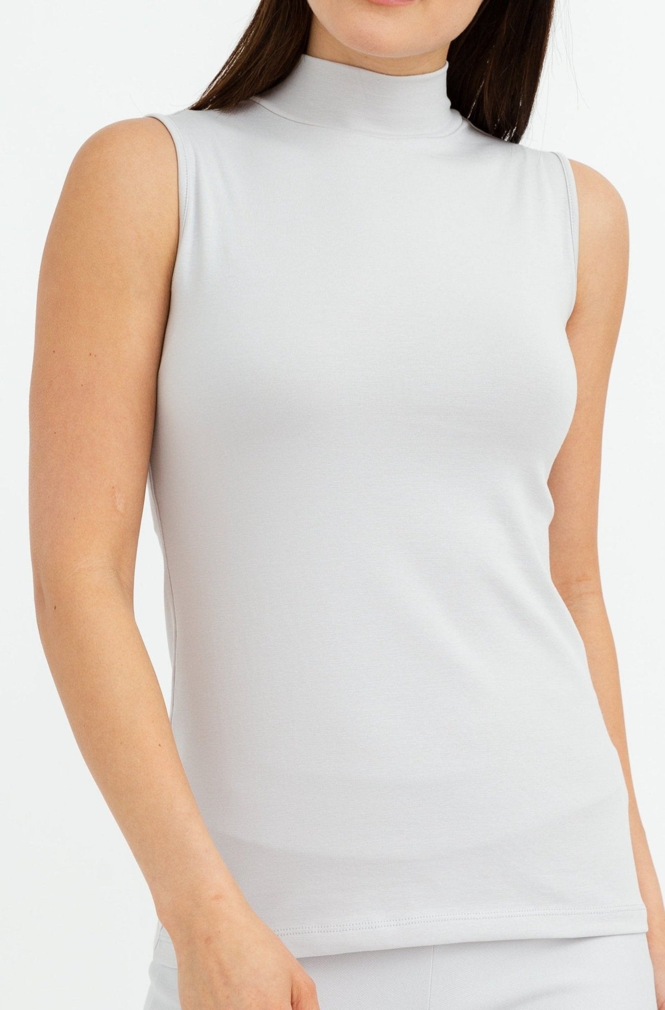 SLEEVELESS HIGH NECK IN PIMA COTTON STRETCH - Jarbo
