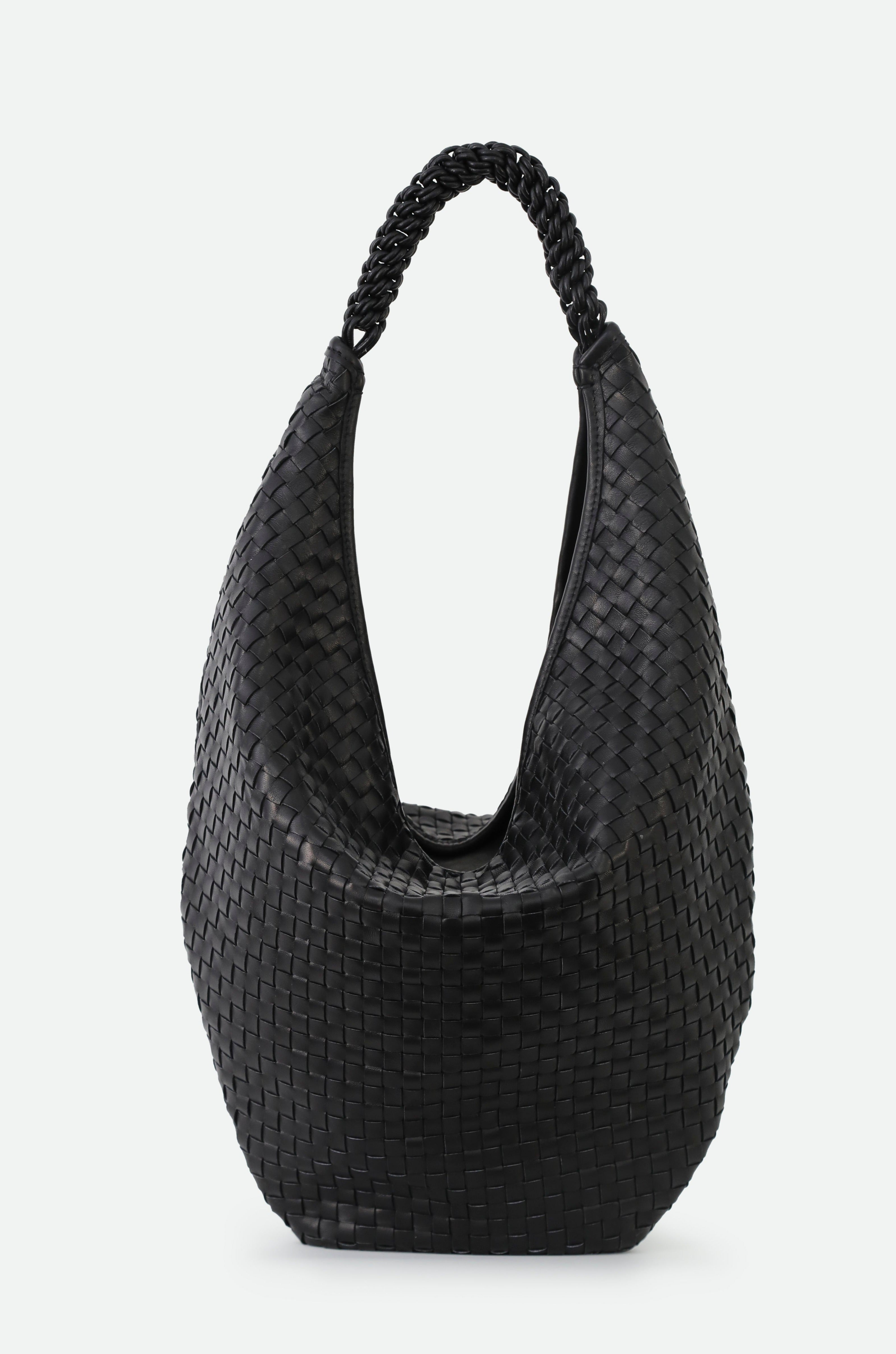 SORRENTO WOVEN ITALIAN LEATHER BAG BLACK - Jarbo