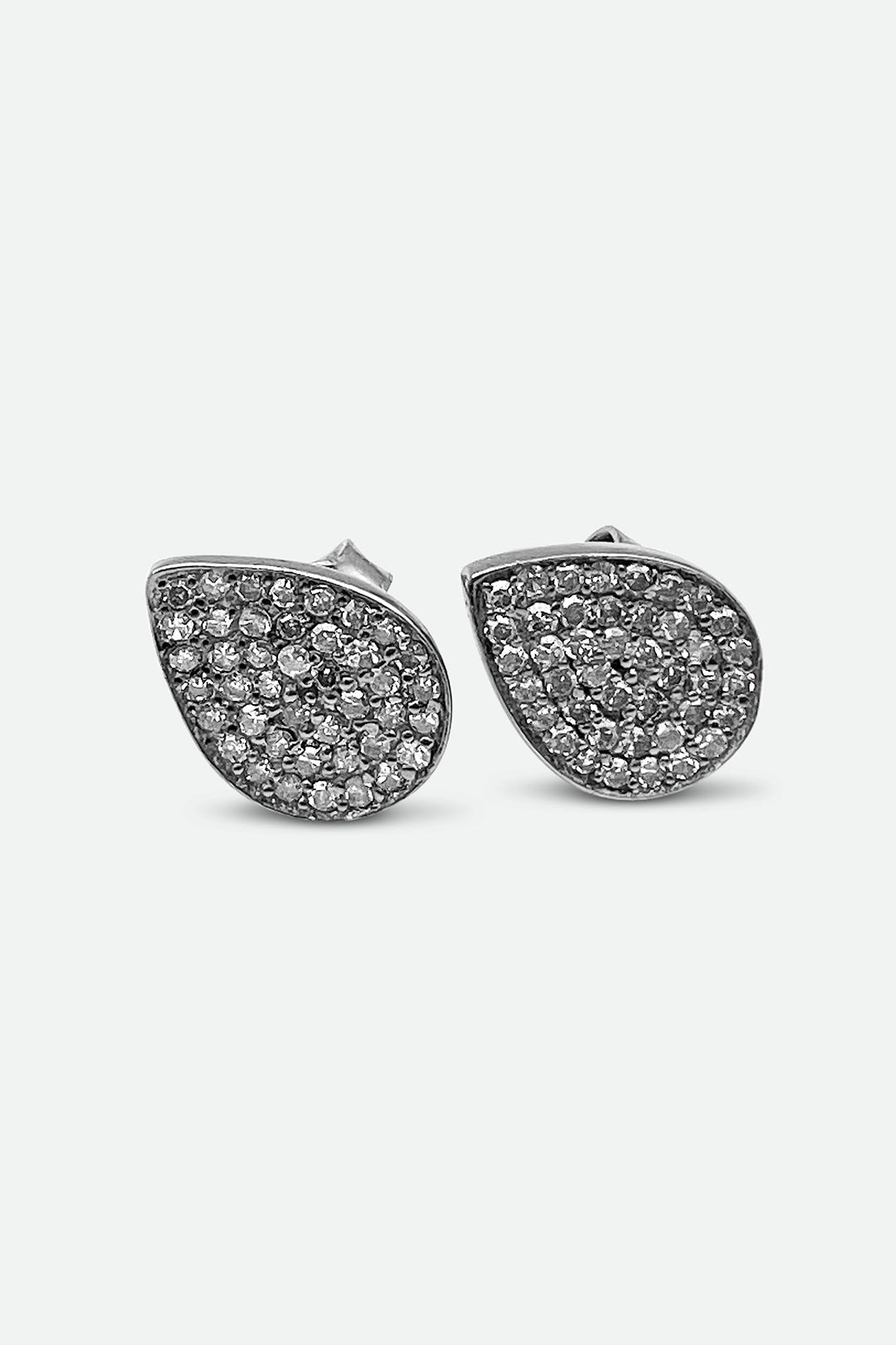 Sterling Silver Diamond Teardrop Studs - Jarbo