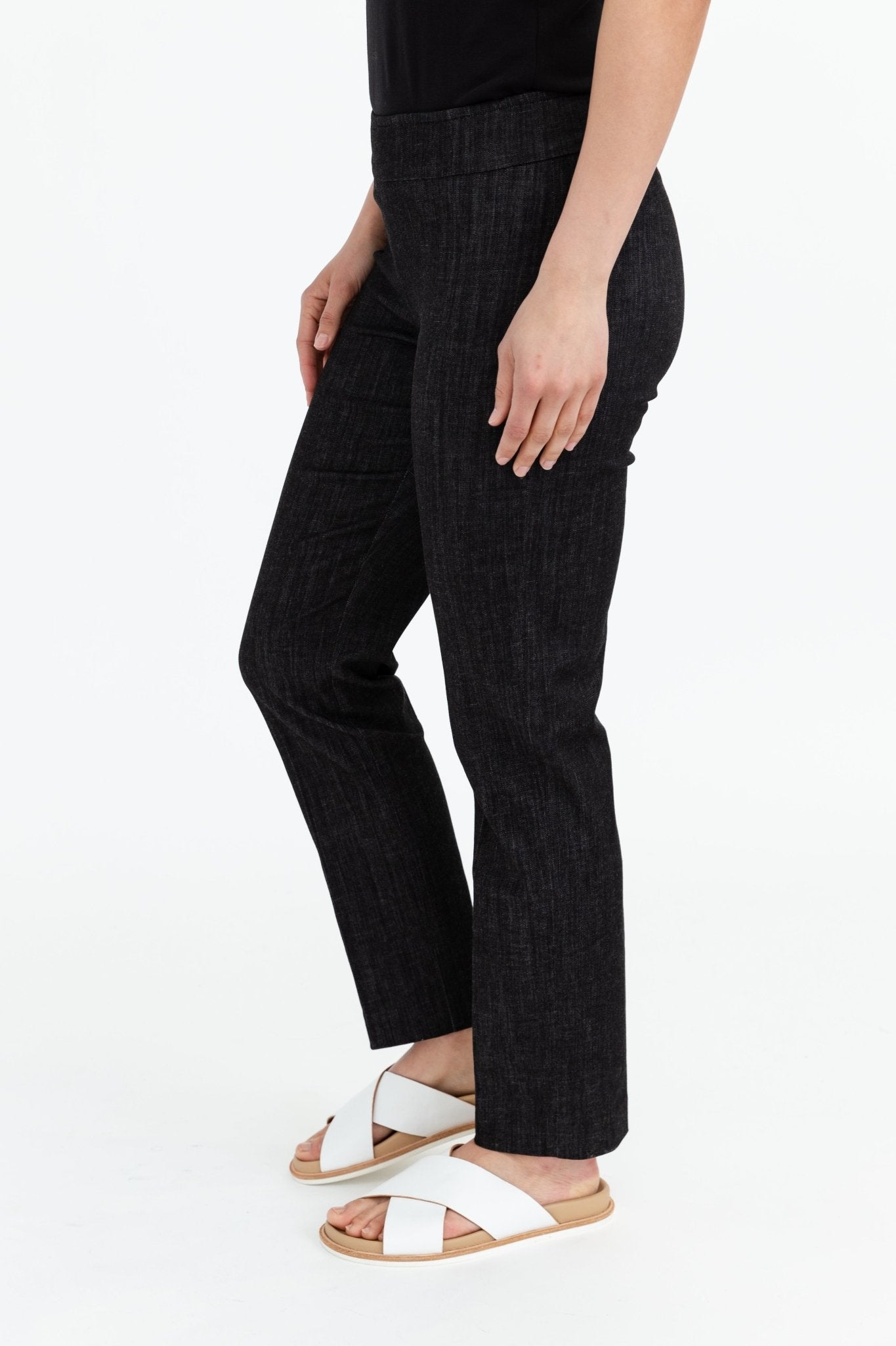 STRAIGHT LEG PULL-ON PANT IN STRETCH COTTON DENIM - Jarbo