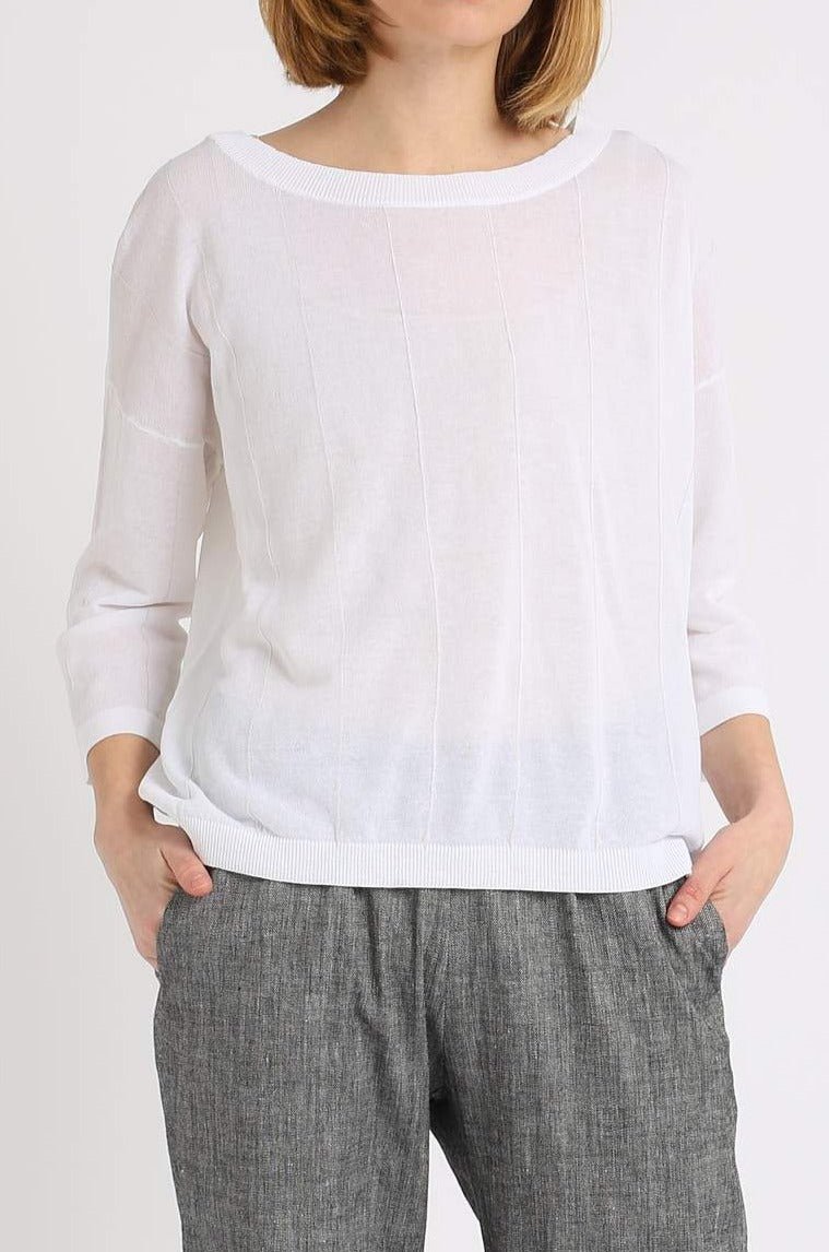 STRATUS STRIPED WIDE NECK TOP IN HIGH TWIST COTTON - Jarbo