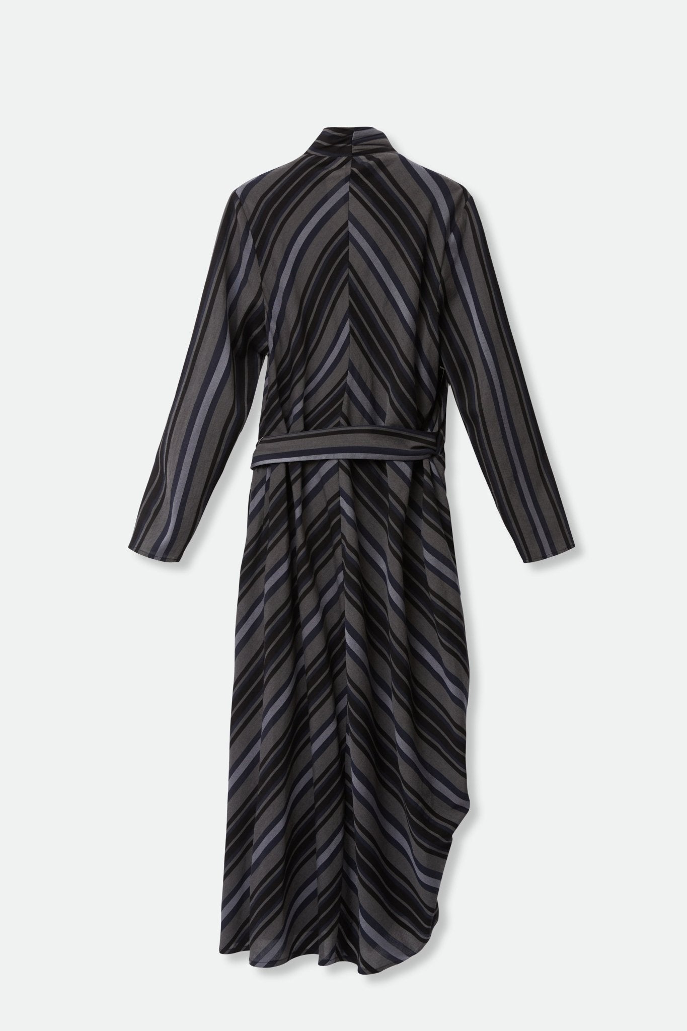 STRIPE WRAP DRESS IN SOFT YARN-DYED COTTON BLEND - Jarbo