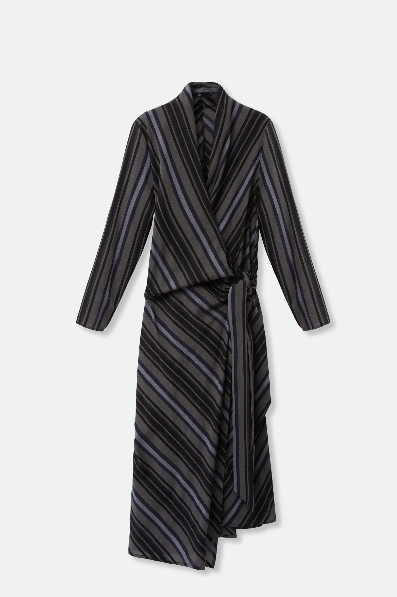 STRIPE WRAP DRESS IN SOFT YARN-DYED COTTON BLEND - Jarbo
