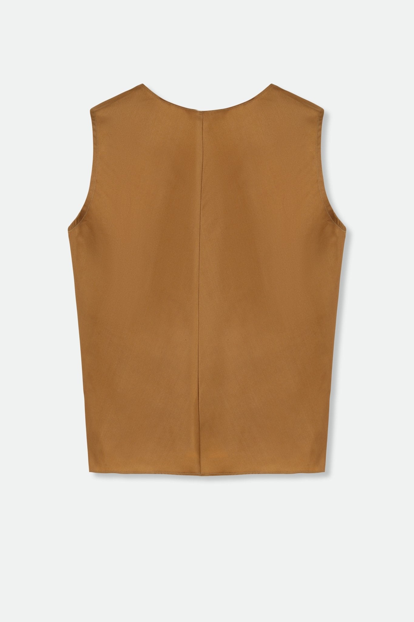 TARA SILK TWILL TWIST TANK TOP IN COPPER - Jarbo