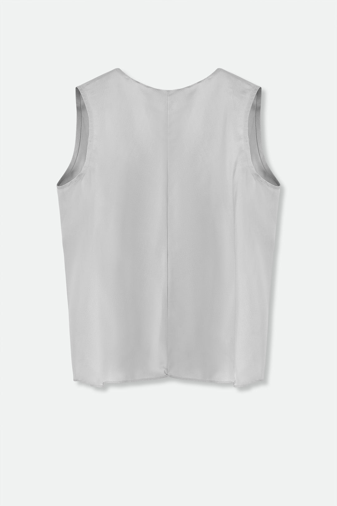 TARA SILK TWILL TWIST TANK TOP IN SILVER - Jarbo