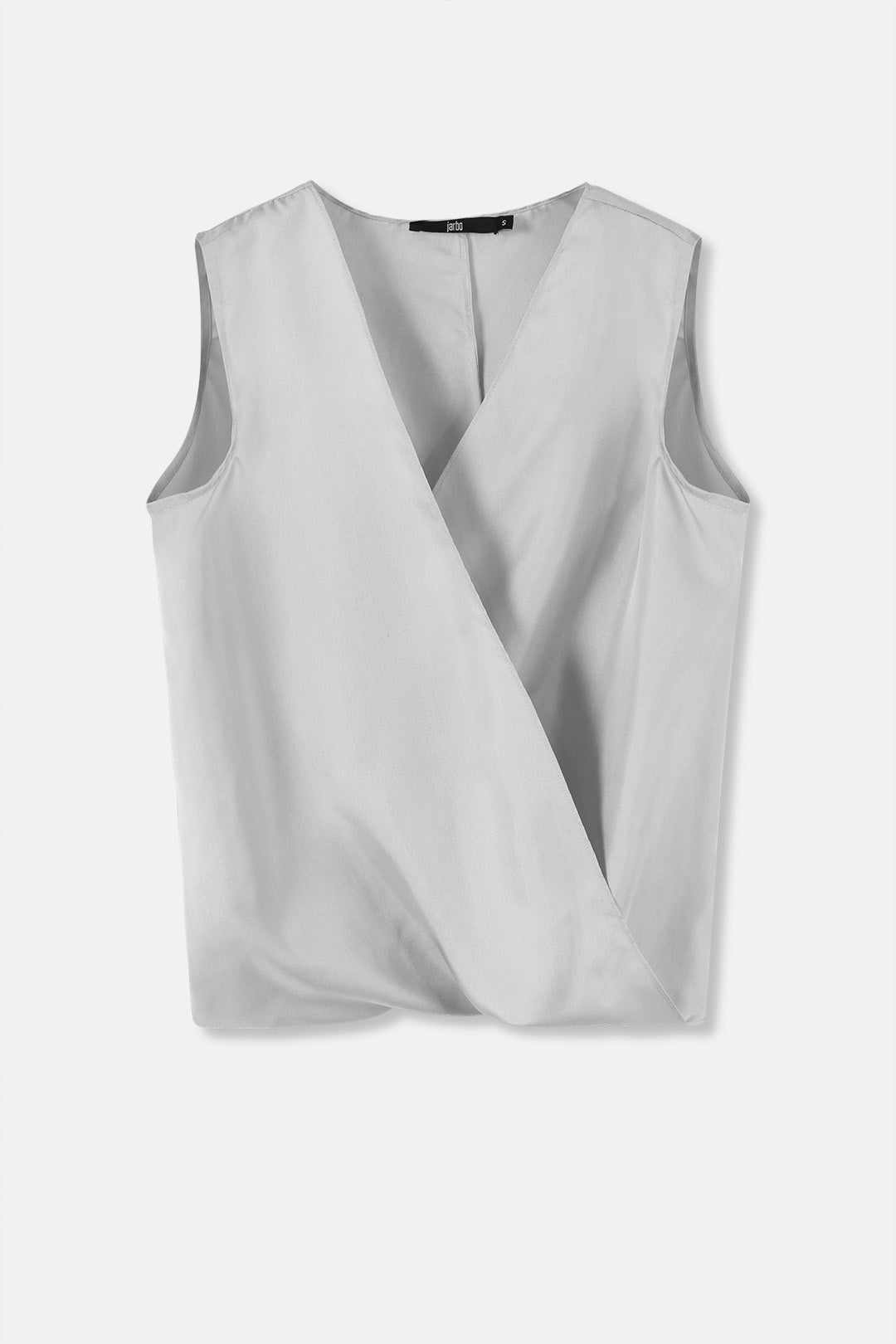 TARA SILK TWILL TWIST TANK TOP IN SILVER - Jarbo