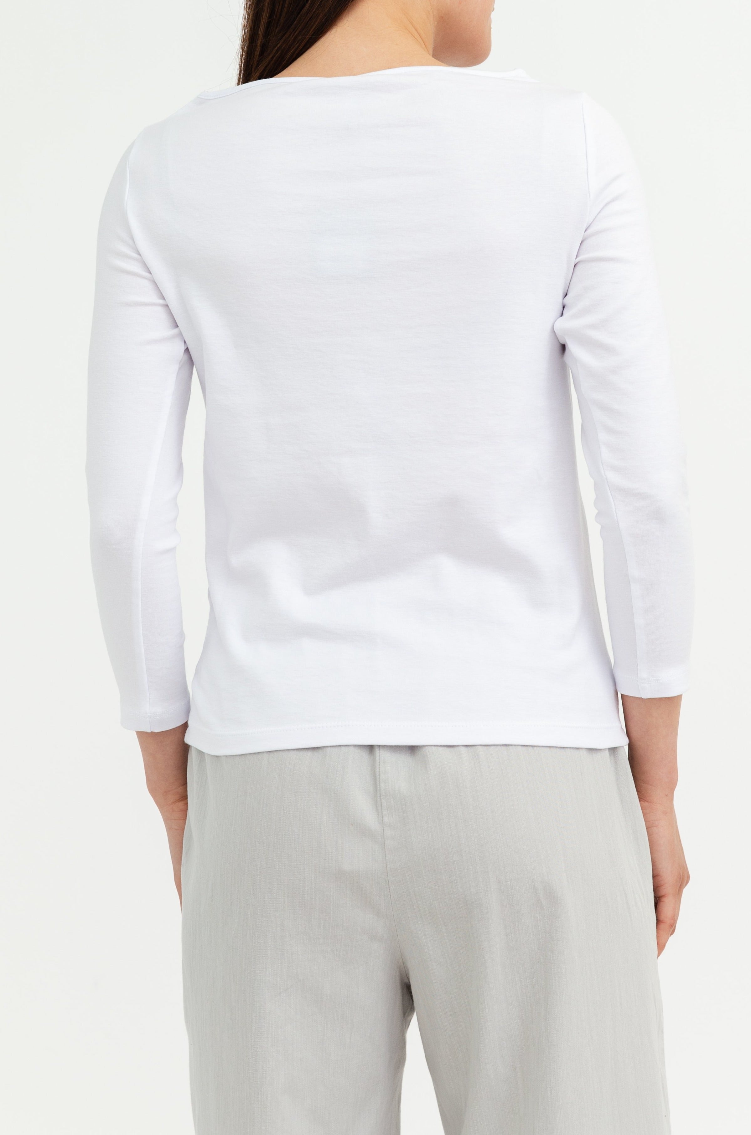 THREE-QUARTER SLEEVE BATEAU IN PIMA COTTON STRETCH - Jarbo