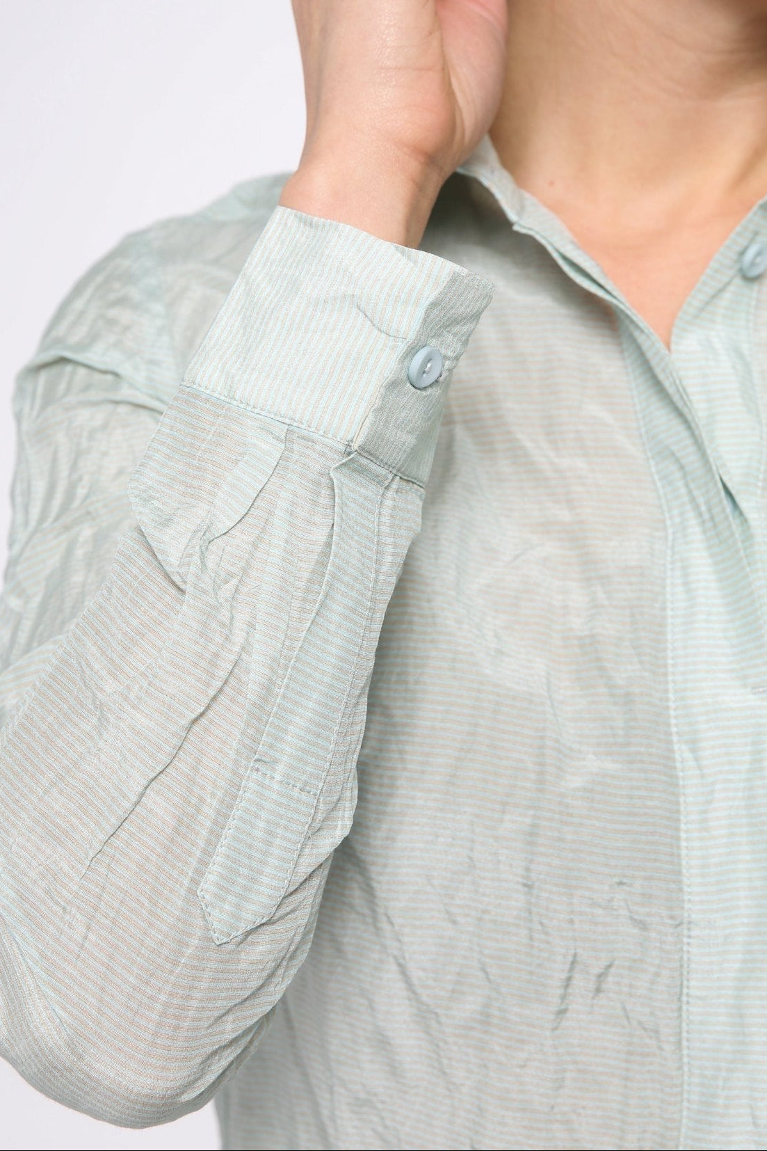 TONAL STRIPE SHIRT IN TEXTURED COTTON-SILK BLEND - Jarbo