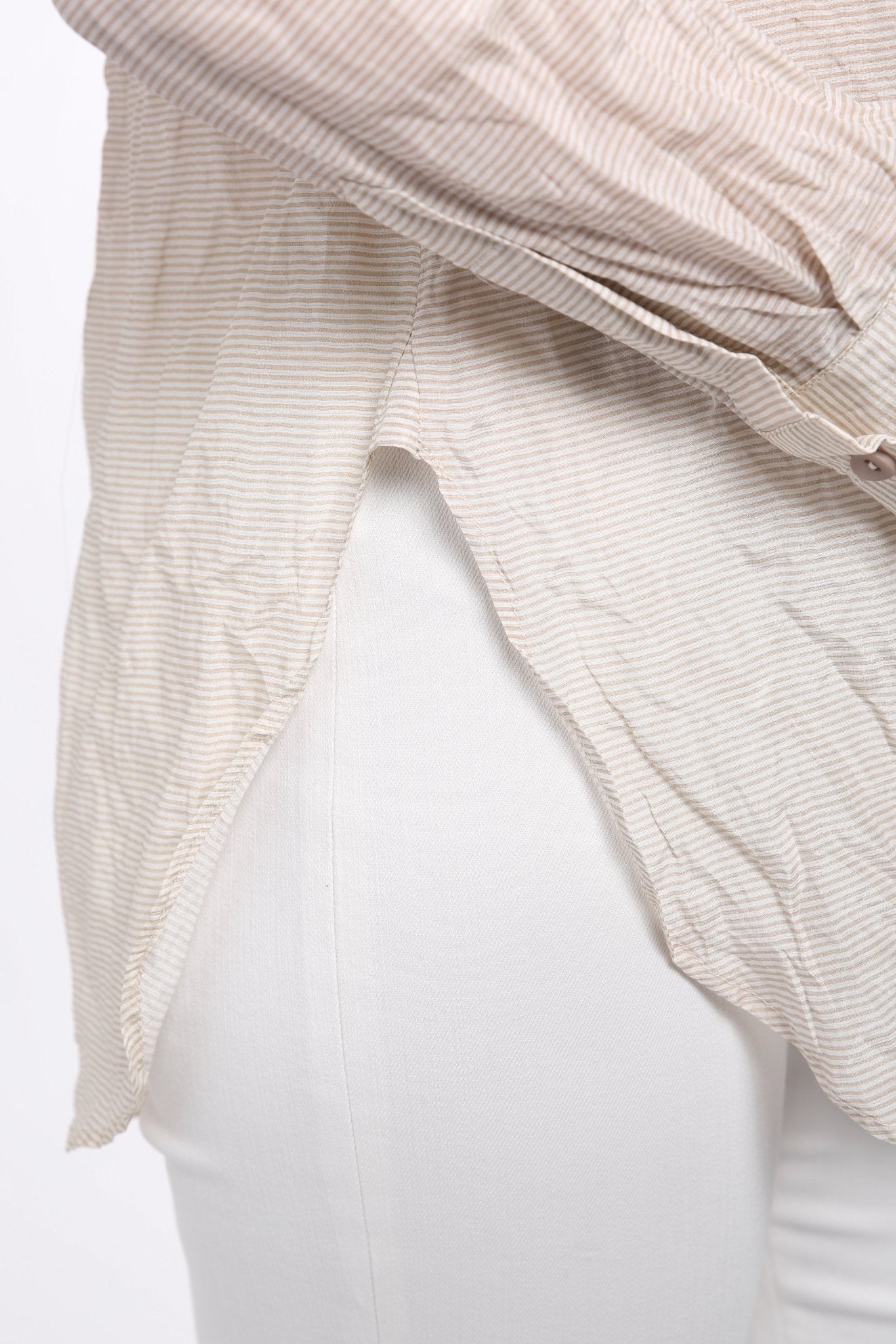 TONAL STRIPE SHIRT IN TEXTURED COTTON-SILK BLEND - Jarbo