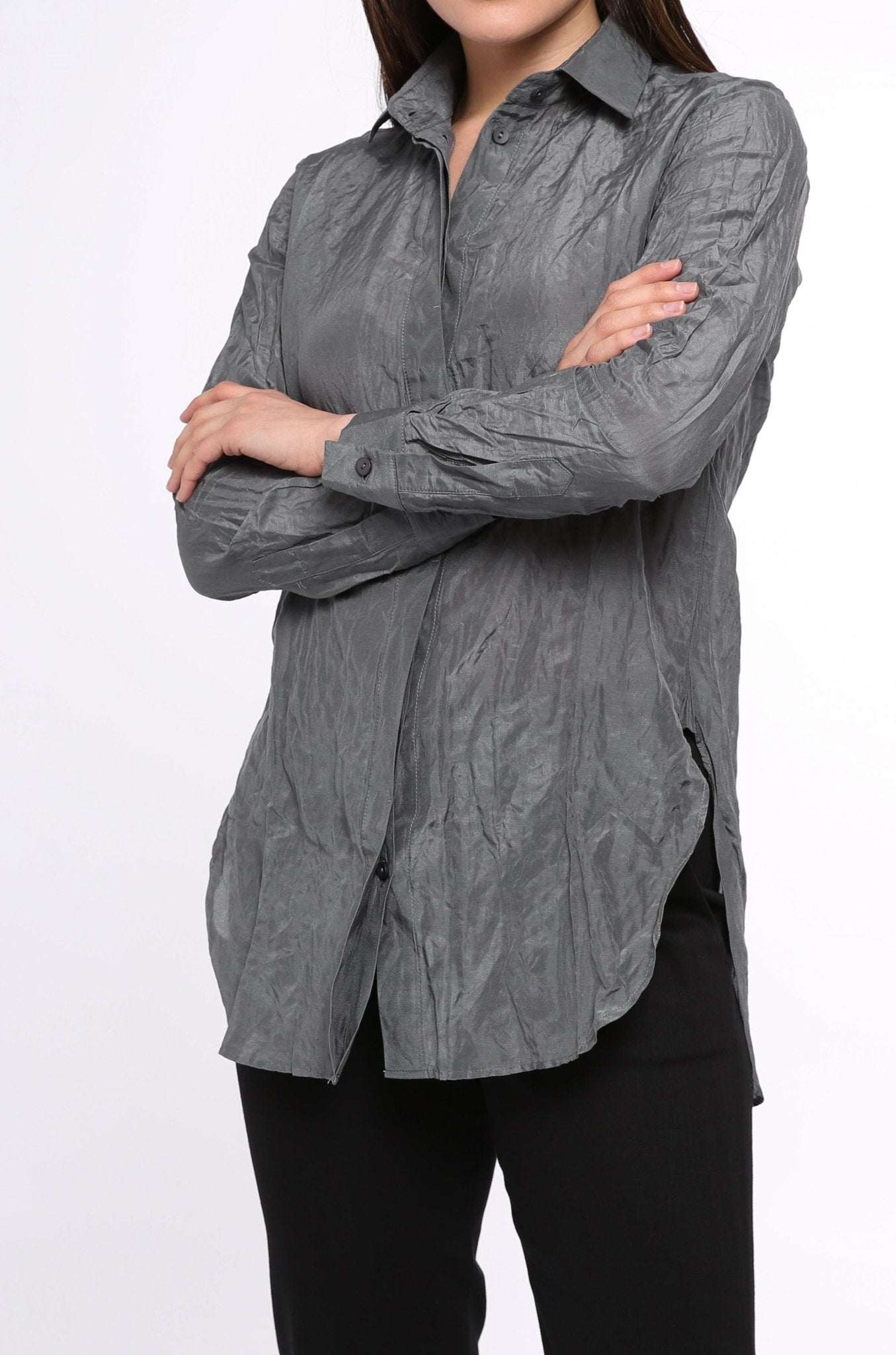 TONAL STRIPE SHIRT IN TEXTURED COTTON-SILK BLEND - Jarbo