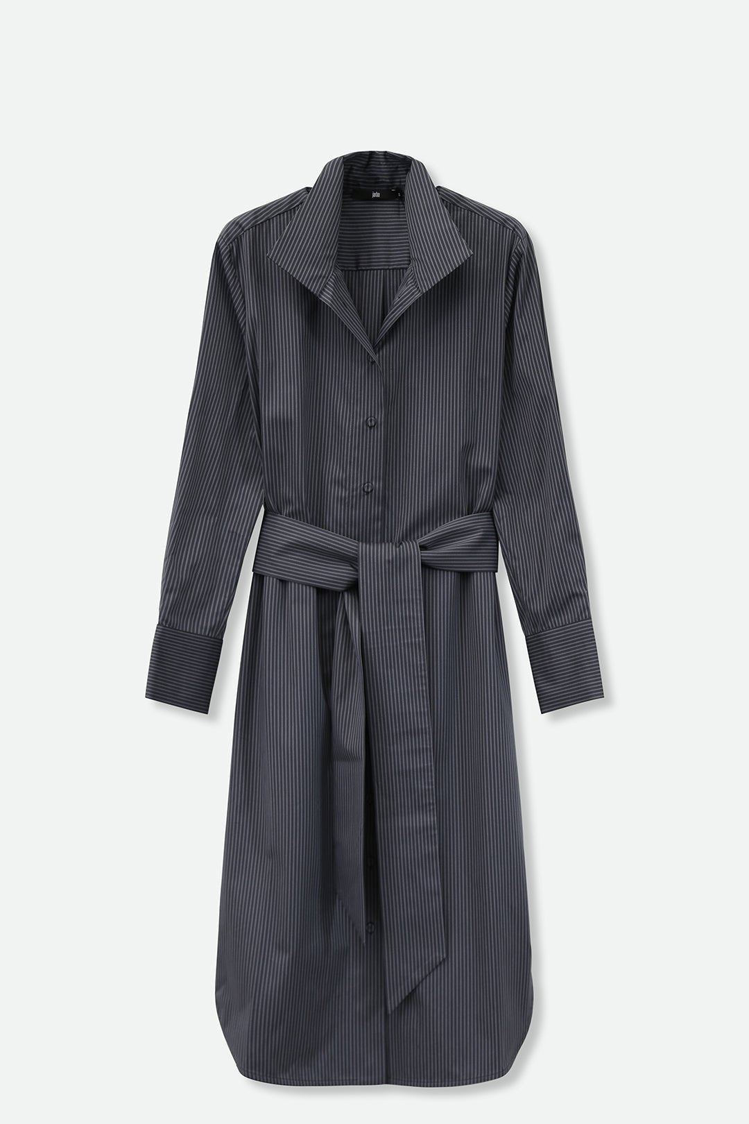 ULTIMO SHIRTDRESS IN PREMIUM ITALIAN COTTON DARK GREY STRIPE - Jarbo