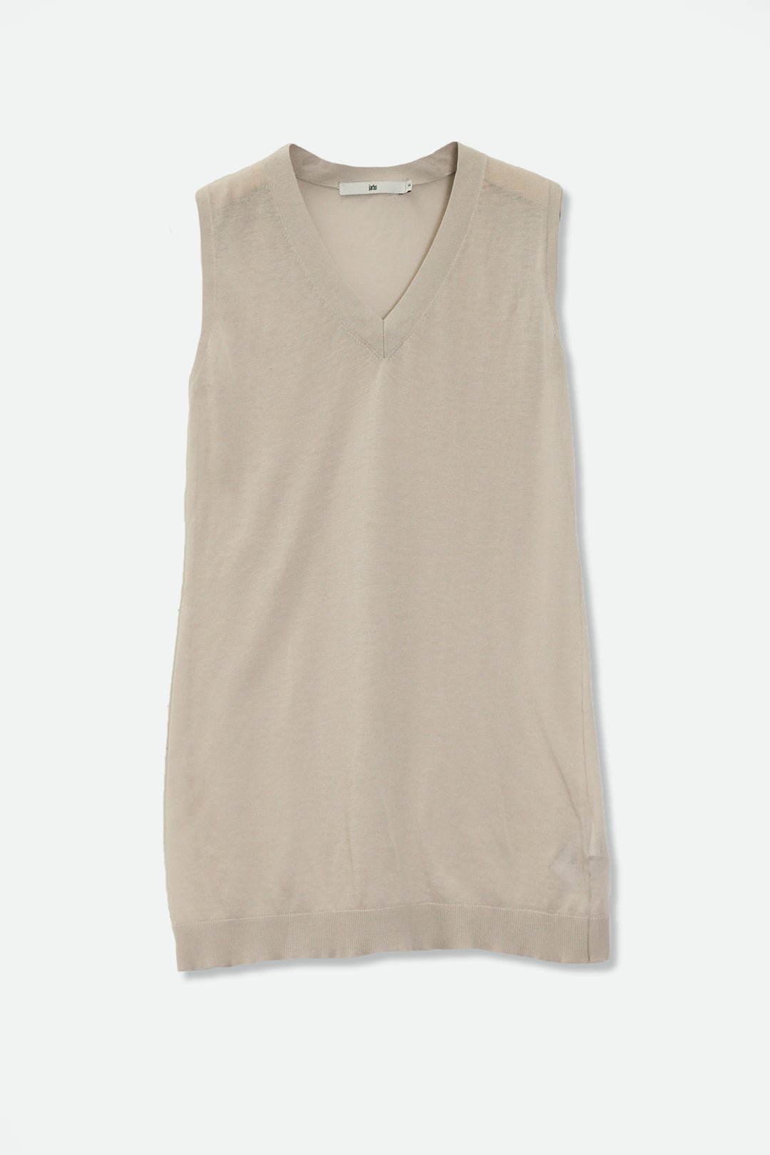 V NECK SLEEVELESS TOP IN FINE GAUGE COTTON - Jarbo