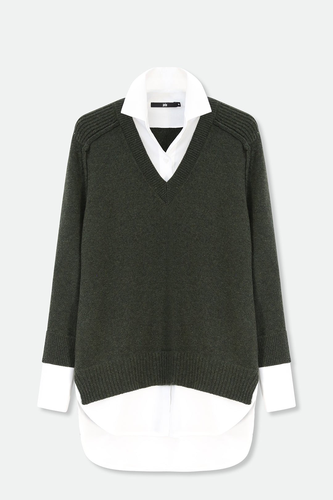 VINNIE SHIRTED V-NECK IN ZEGNA BARUFFA BABA MULTIFILO AND FINE ITALIAN STRETCH POPLIN - Jarbo