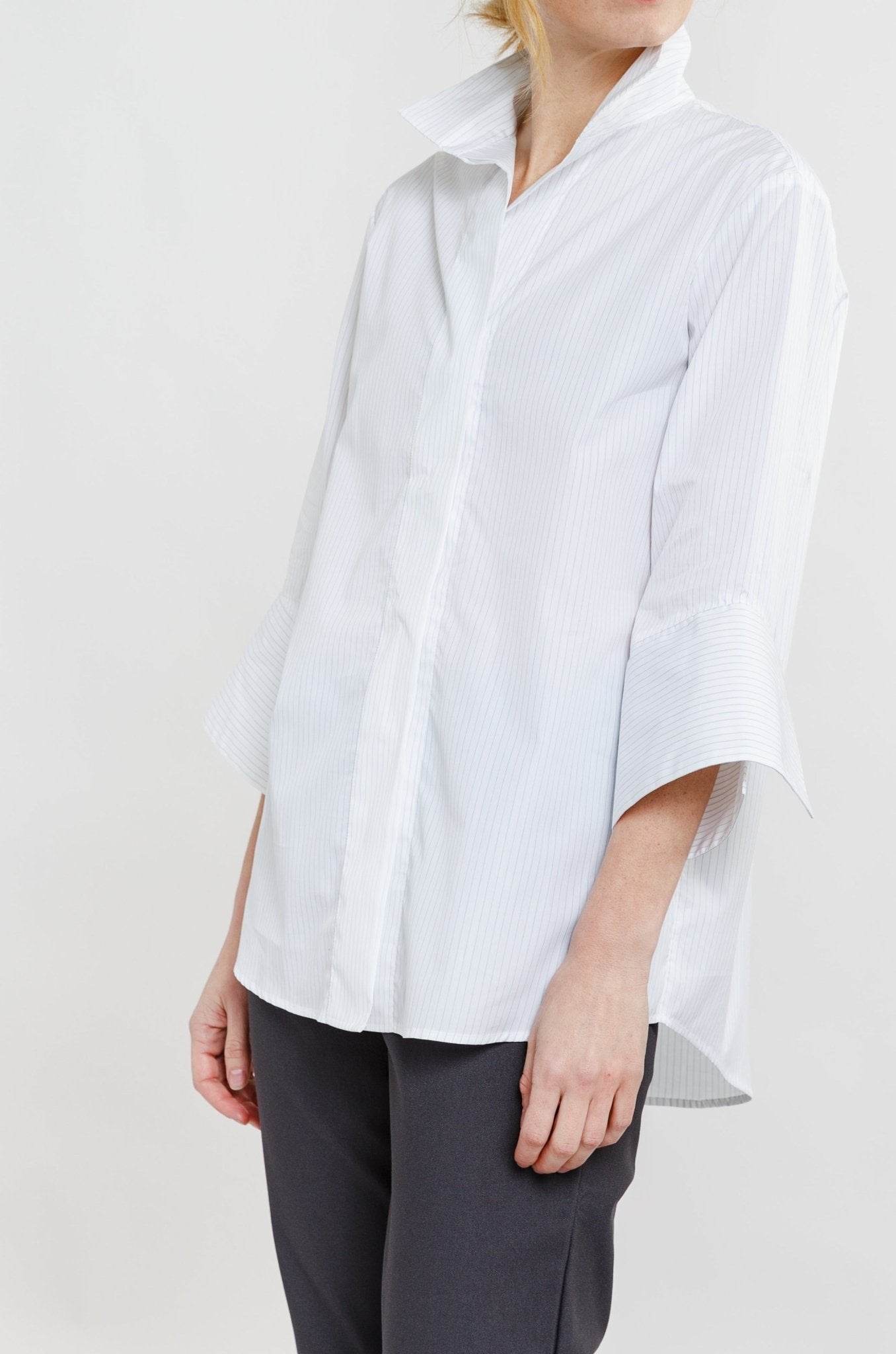 WIDE-CUFF 3/4 SLEEVE SHIRT IN FINE ITALIAN COTTON - Jarbo
