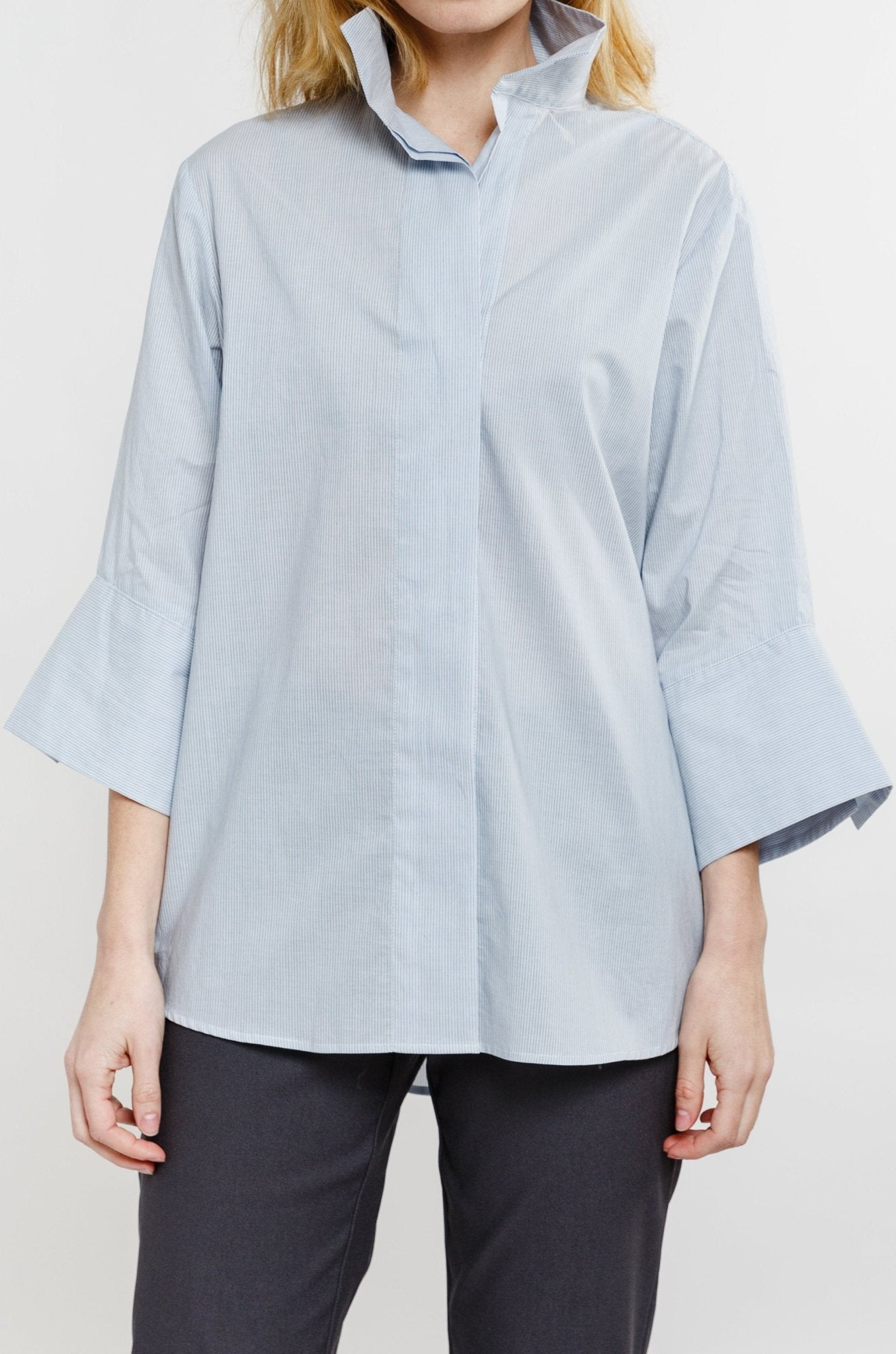 WIDE-CUFF 3/4 SLEEVE SHIRT IN FINE ITALIAN COTTON - Jarbo