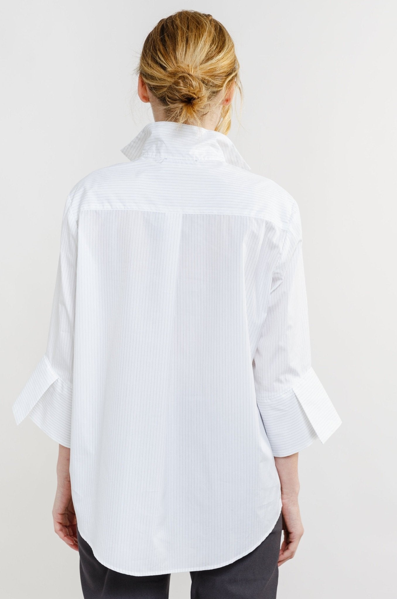 WIDE-CUFF 3/4 SLEEVE SHIRT IN FINE ITALIAN COTTON - Jarbo