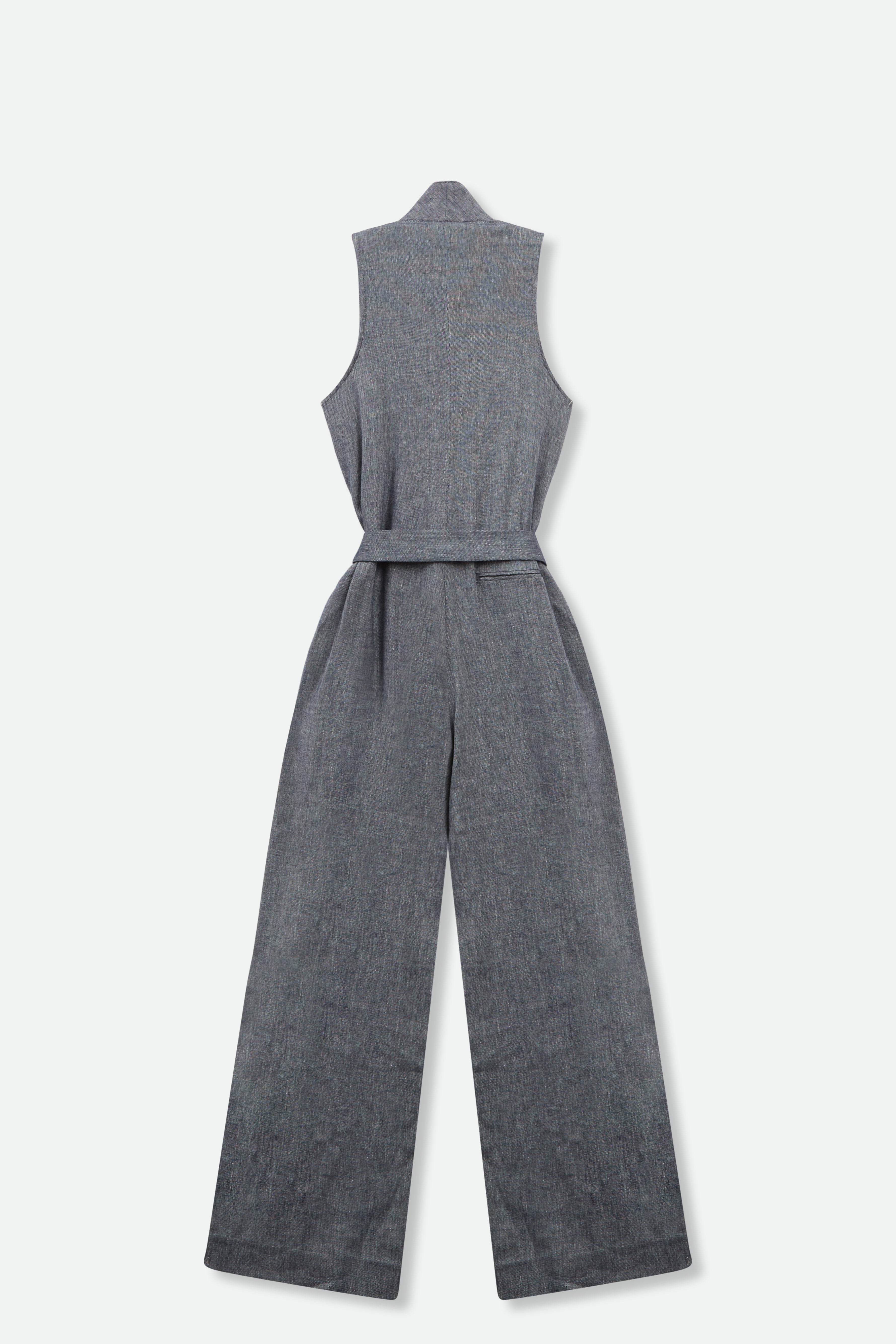 WIDE LEG SLEEVELESS JUMPSUIT IN LINEN - COTTON STRETCH - Jarbo