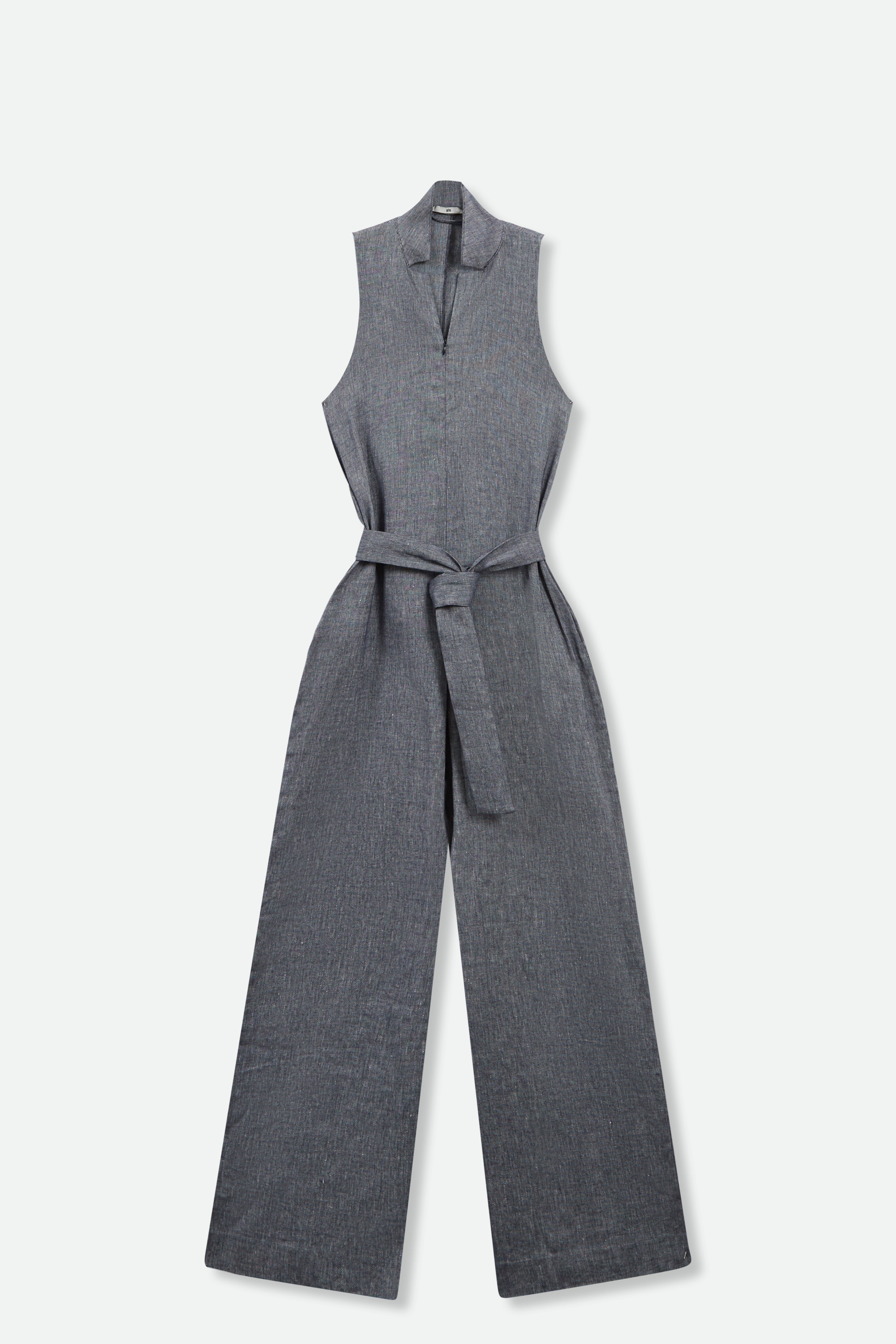 WIDE LEG SLEEVELESS JUMPSUIT IN LINEN - COTTON STRETCH - Jarbo