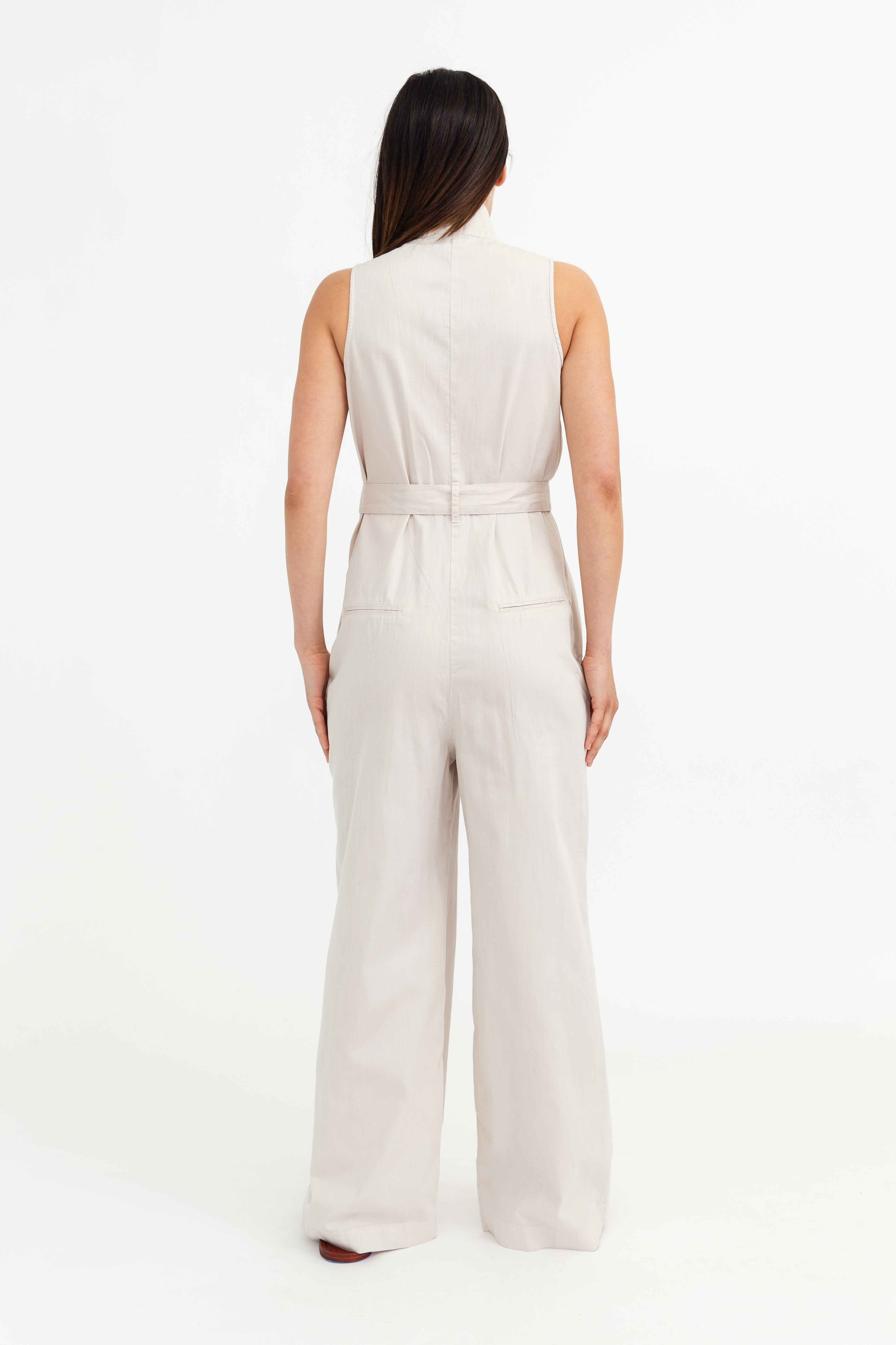 ZOLA HIGH COLLAR SLEEVELESS JUMPSUIT IN COTTON - Jarbo