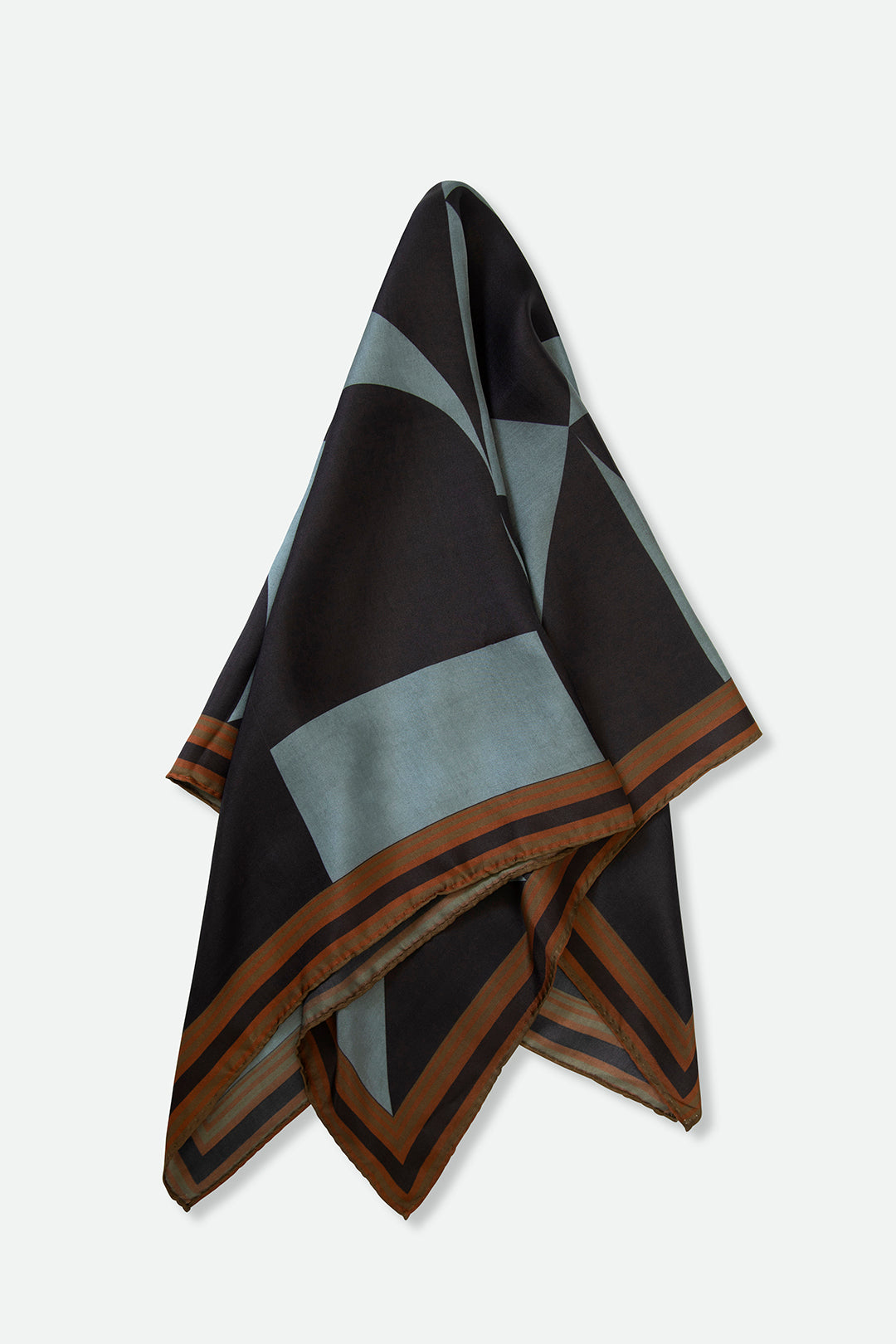 SILK TWILL SQUARE SCARF IN GEOMETRIC BLOCK