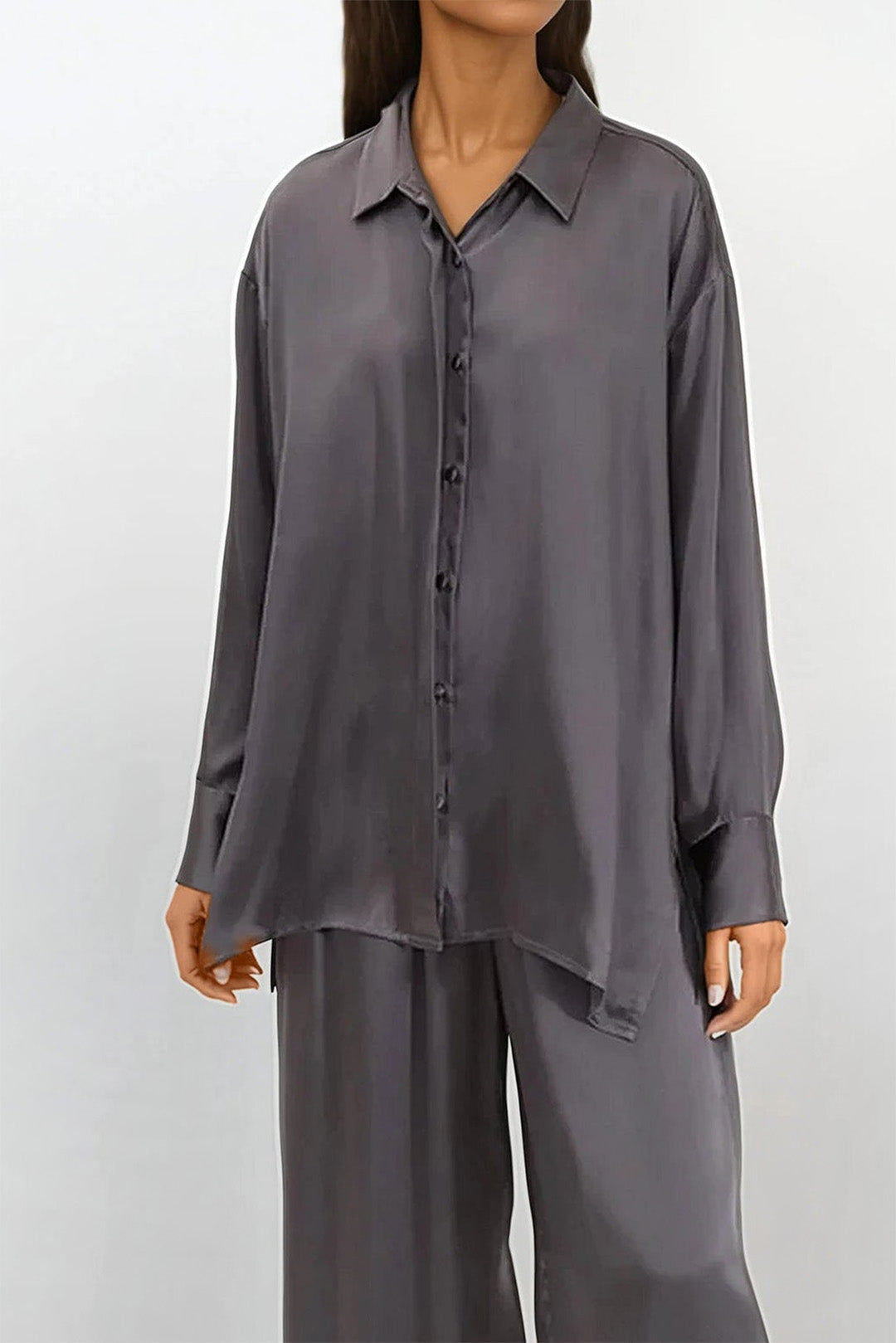 ADRIA SHIRT IN STRETCH SILK CHARMEUSE