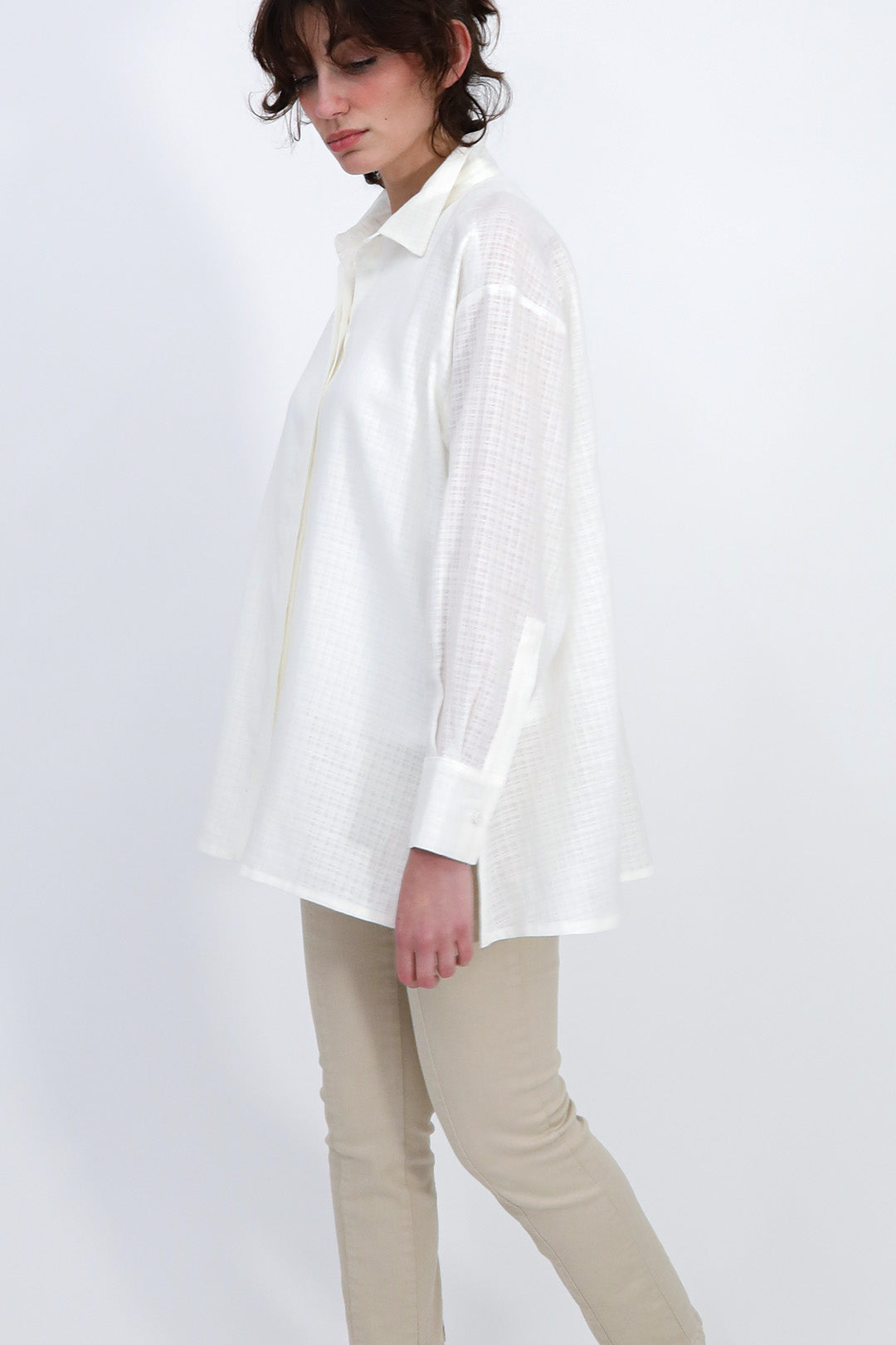 ADRIA SHIRT IN ITALIAN LINEN WHITE WEAVE