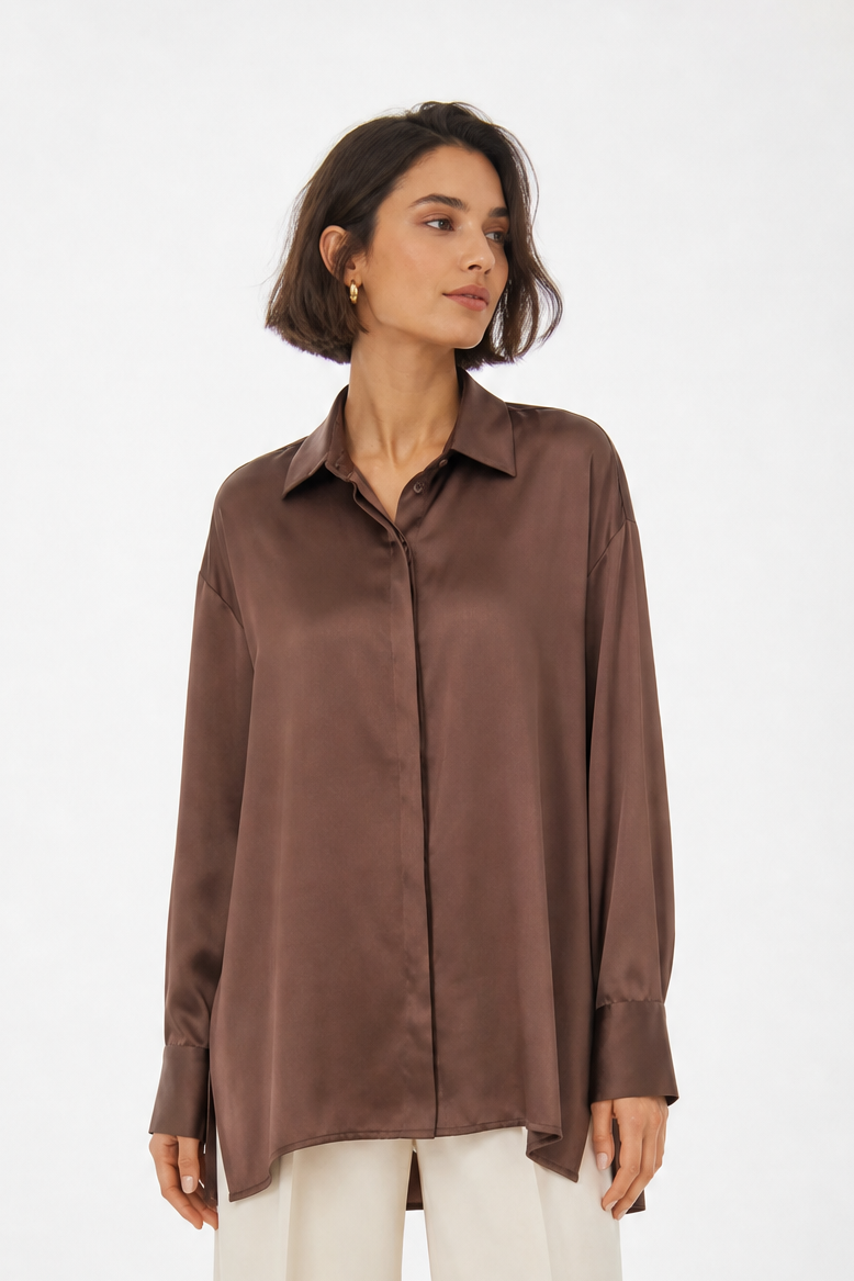 ADRIA SHIRT IN STRETCH SILK CHARMEUSE